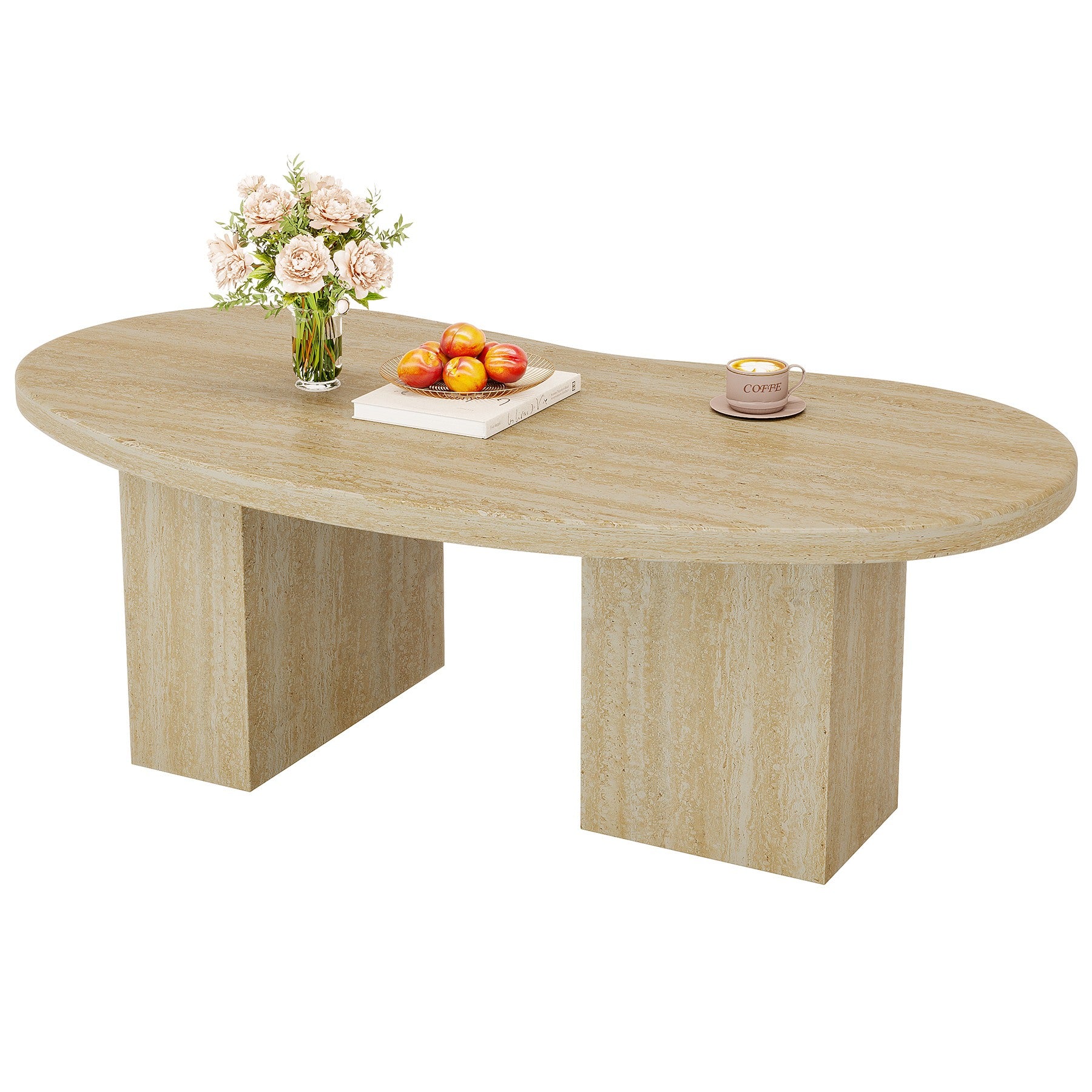 115 cm ovaler Couchtisch - Asymmetrischer Cocktailtisch in Eiche-10