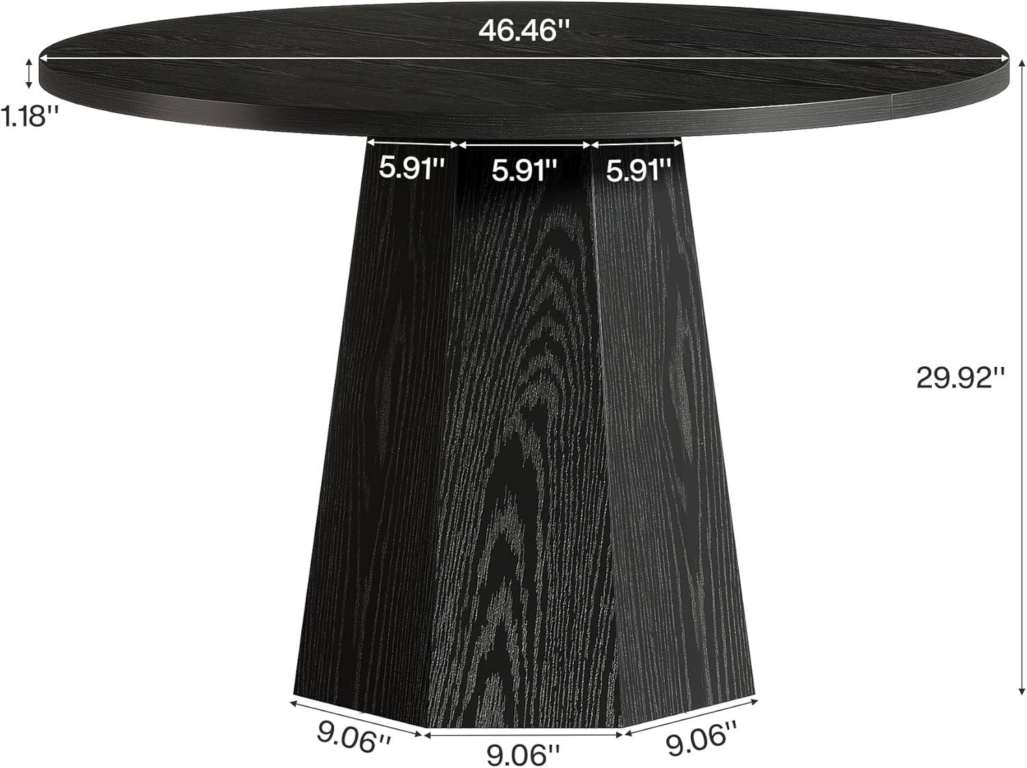 118 cm Moderner runder Esstisch mit schrägem Sockel