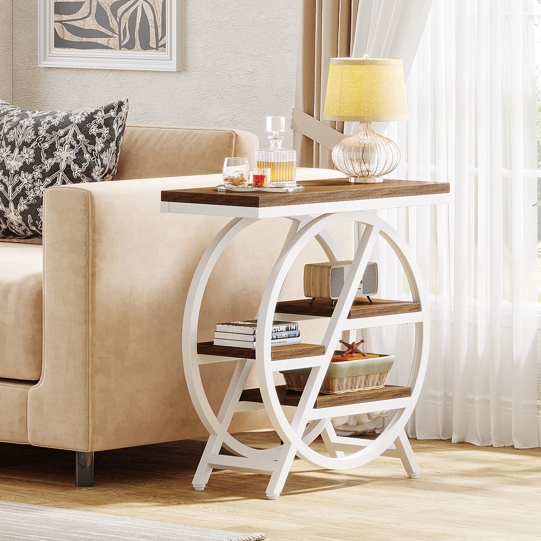 4-stöckiger Beistelltisch, kleiner Beistelltisch, Snacktisch mit Ablageflächen