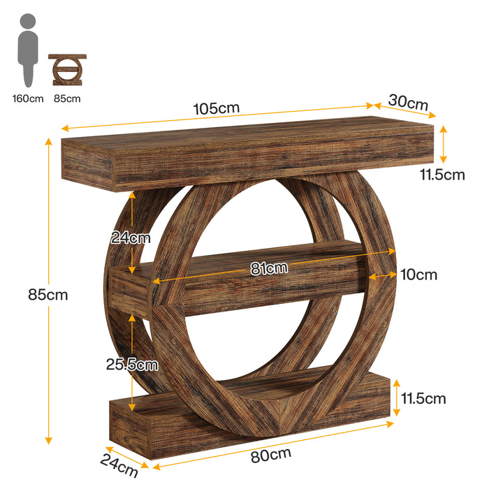 105 cm Konsolentisch, 3-stufiger Sofa-Flurtisch mit Ablagefächern