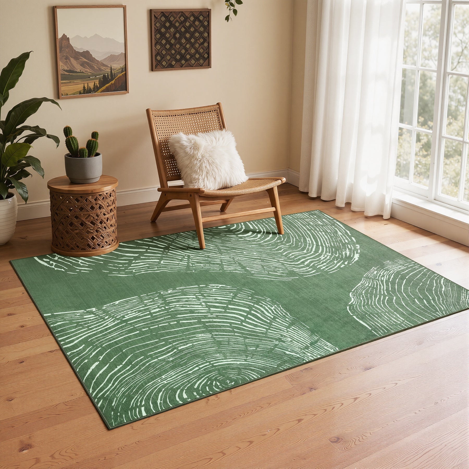 Tribesigns Waschbarer Wohnzimmerteppich, abstraktes Muster im sanften, minimalistischen Boho-Stil