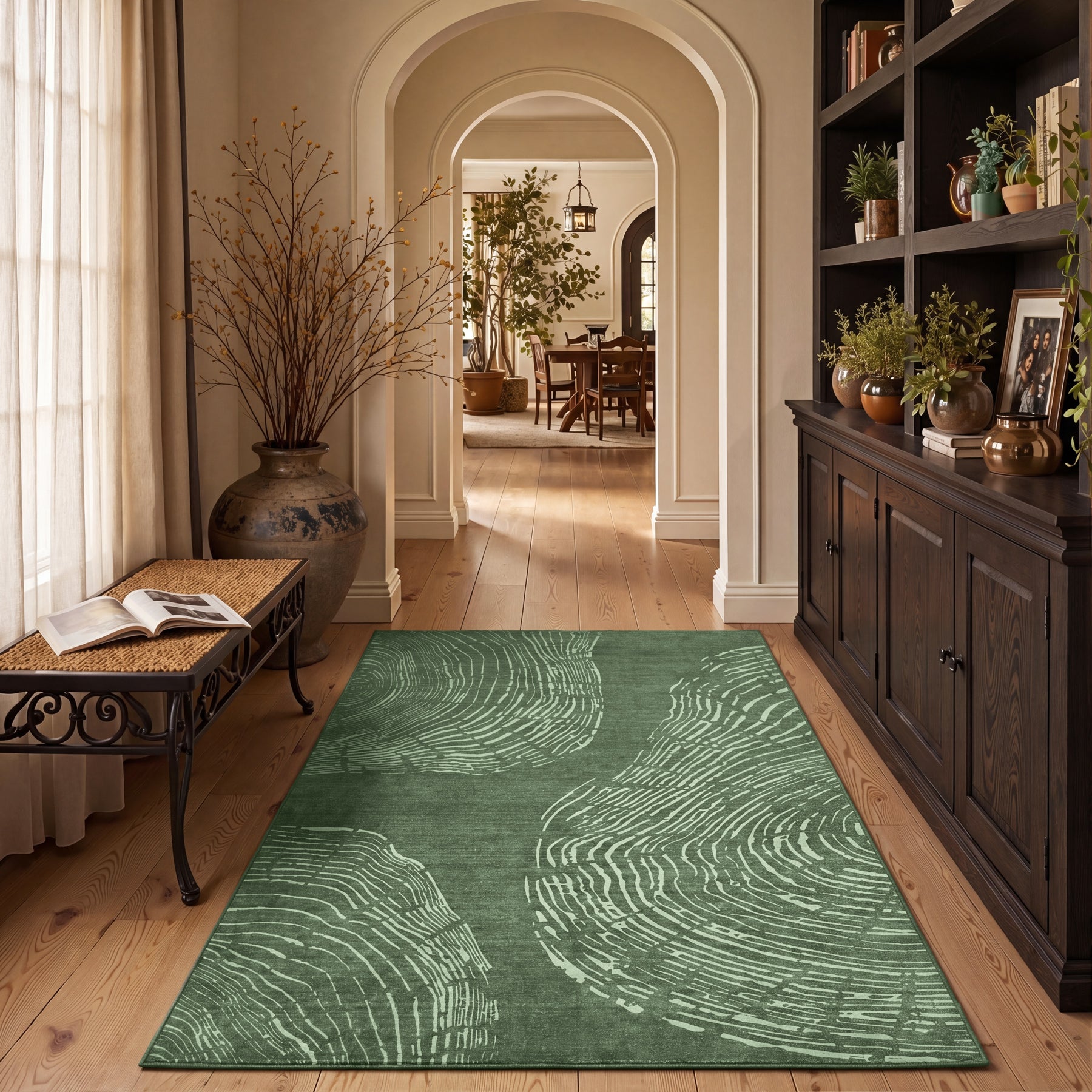 Tribesigns Waschbarer Wohnzimmerteppich, abstraktes Muster im sanften, minimalistischen Boho-Stil