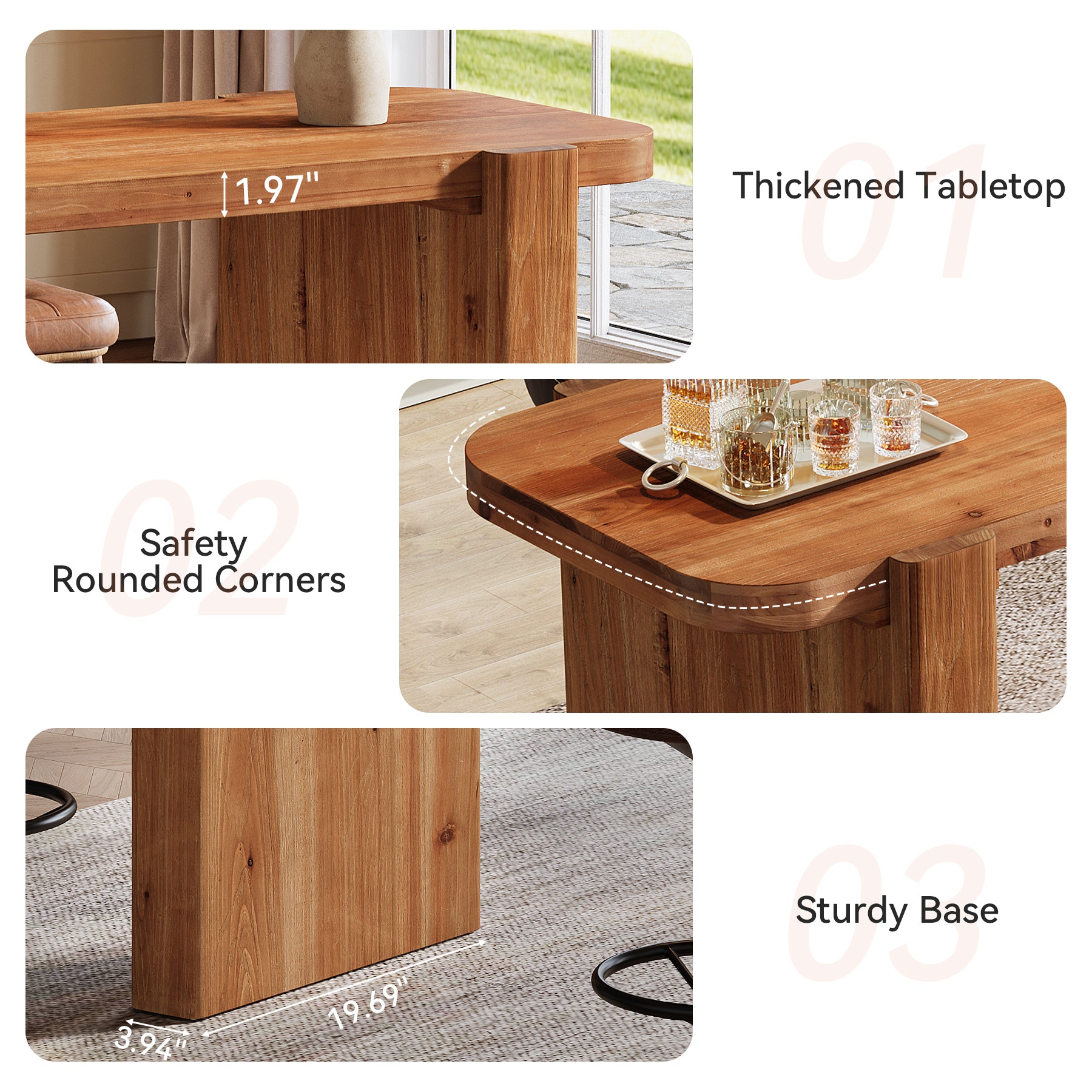 Tribesigns Massivholz Bartisch 160 cm, Hochtisch für 4–6 Personen, Rechteckiger Stehtisch im Industrial-Stil