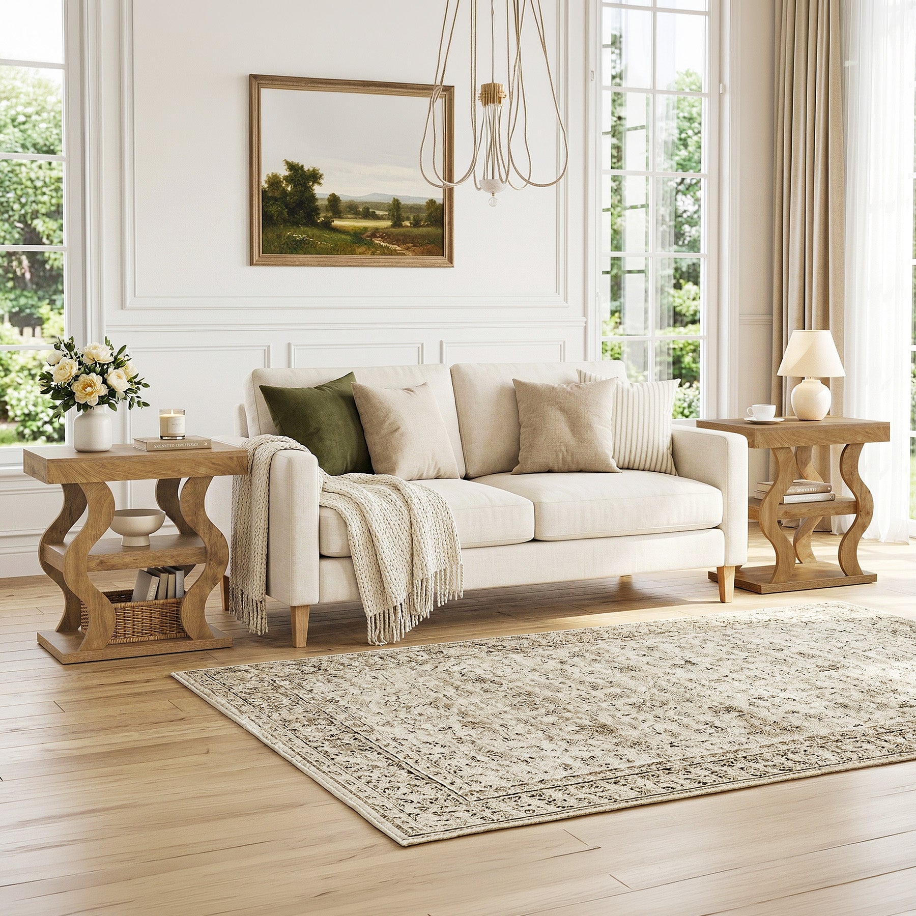 Tribesigns Beistelltisch Landhausstil 61 cm, Schmaler 3-stufiger Nachttisch mit Stauraum