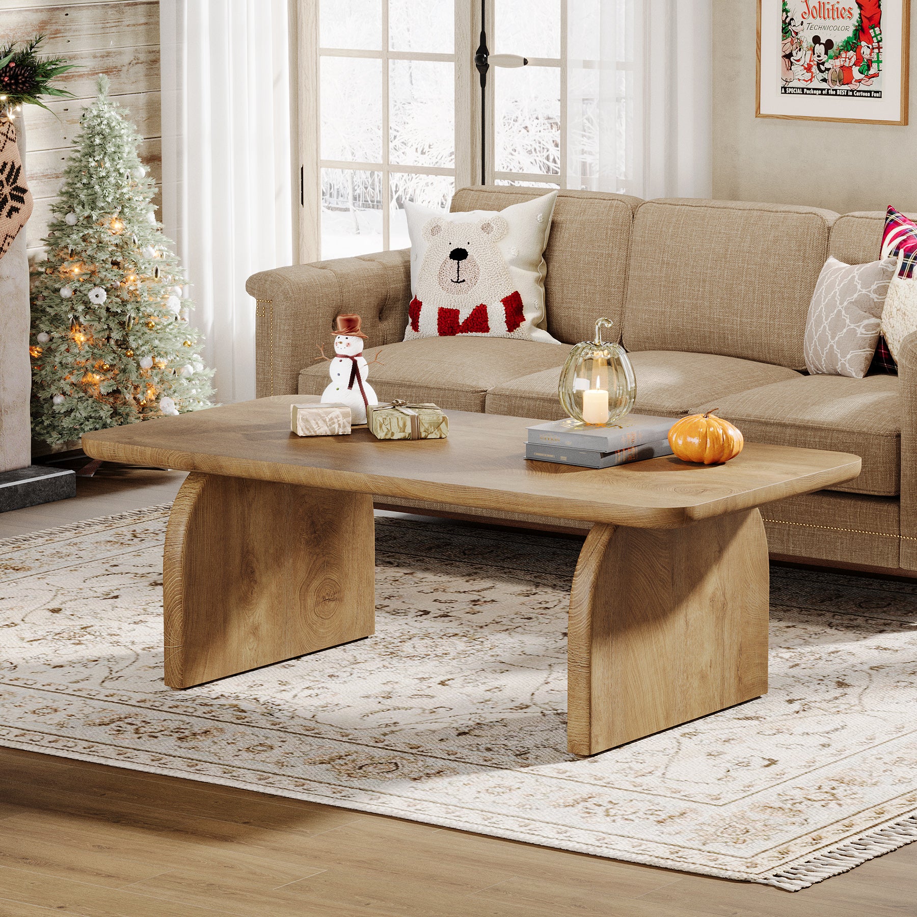 120 cm Couchtisch, Bauernhaus-Mitteltisch, niedriger Cocktail-Teetisch