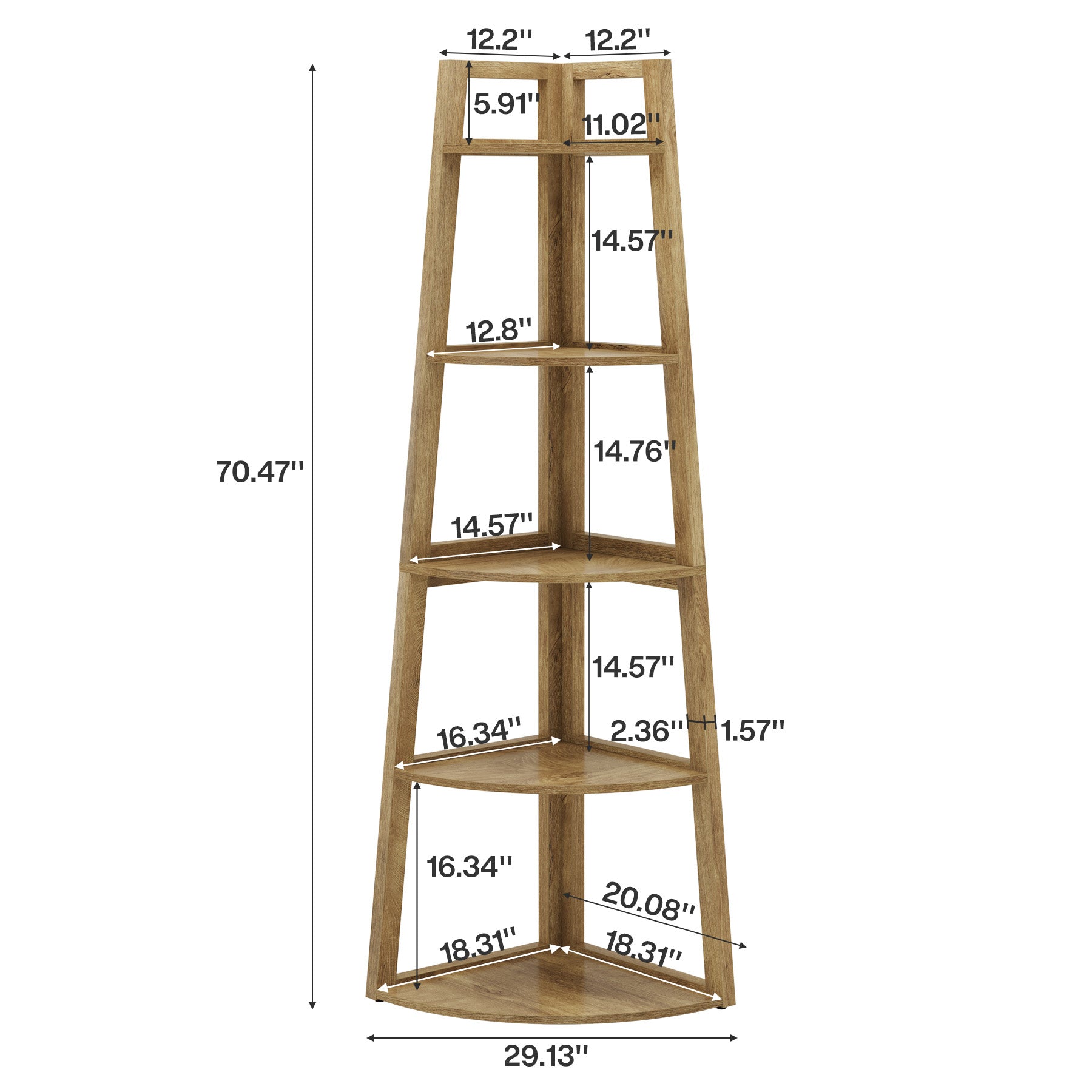Tribesigns Eckregal 178 cm, 5-stufiges Bücherregal & Pflanzenregal für Wohnzimmer