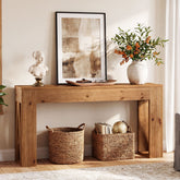 Tribesigns Massiver Konsolentisch 160 cm aus Tannenholz, schmaler Flurtisch im Landhausstil 3