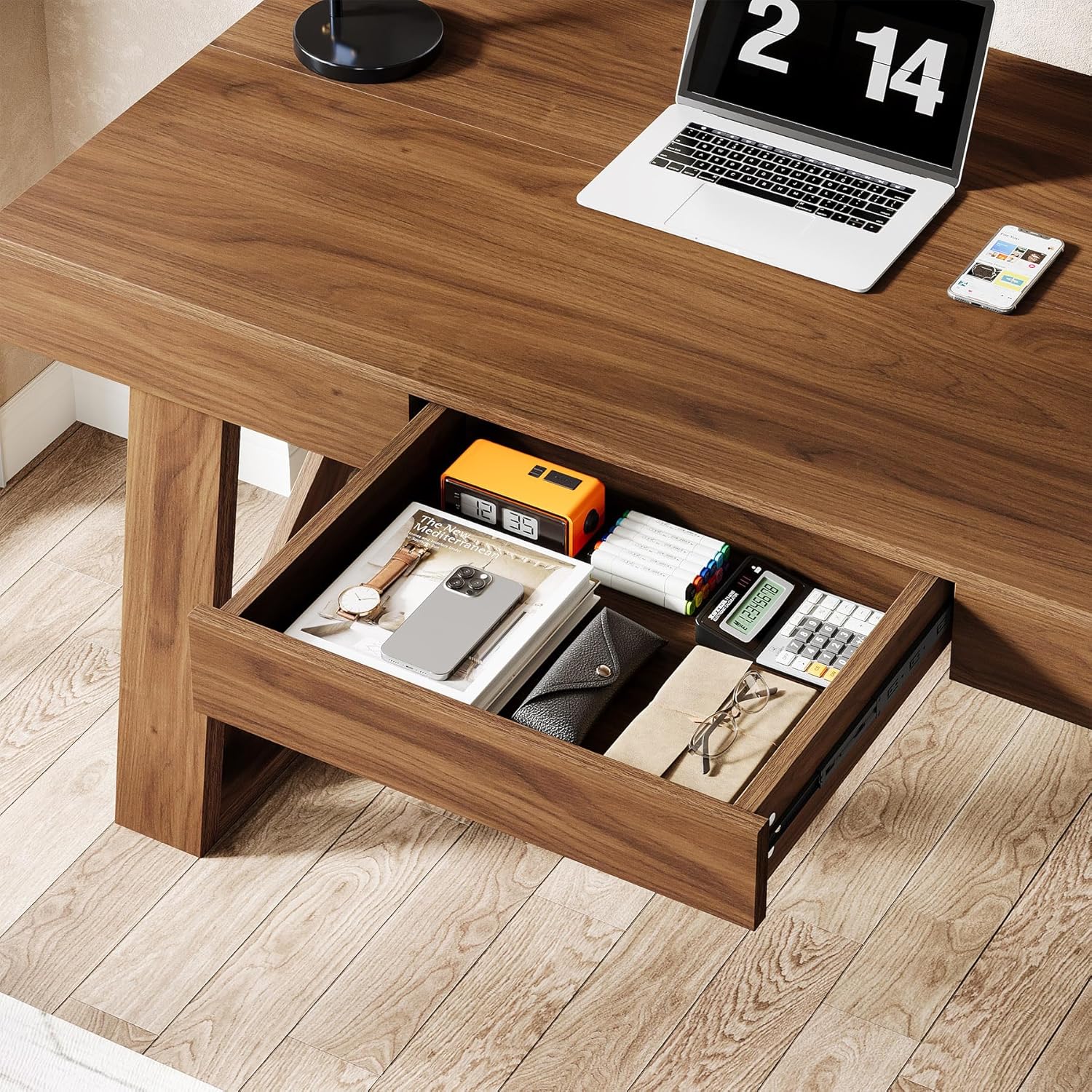 140 cm Schreibtisch - Retro-Bürotisch mit Schublade