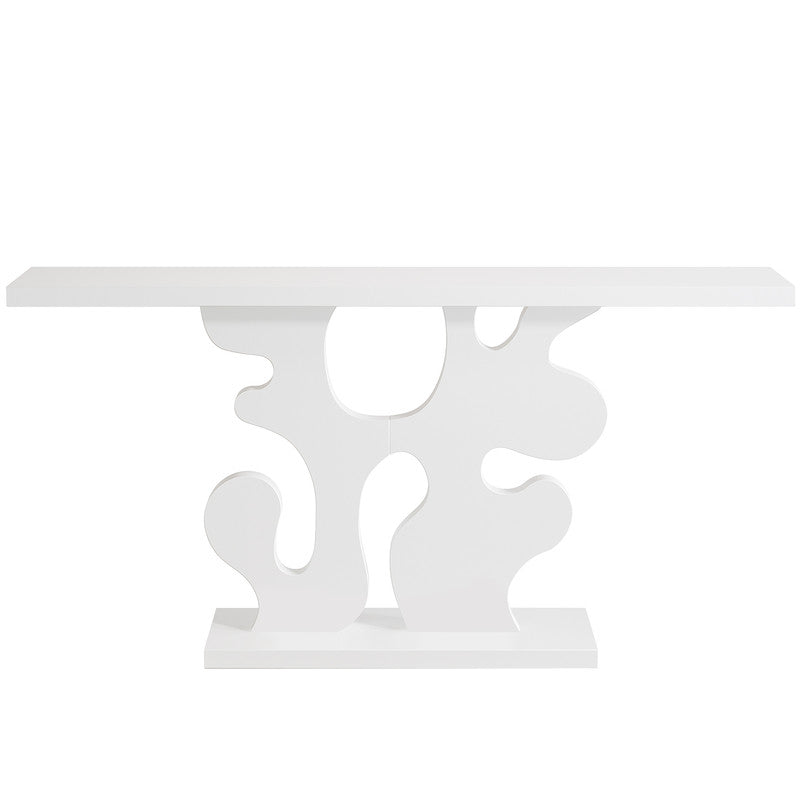140 cm langer schmaler Sofatisch, Moderne weiße Konsole für Flur & Wohnzimmer