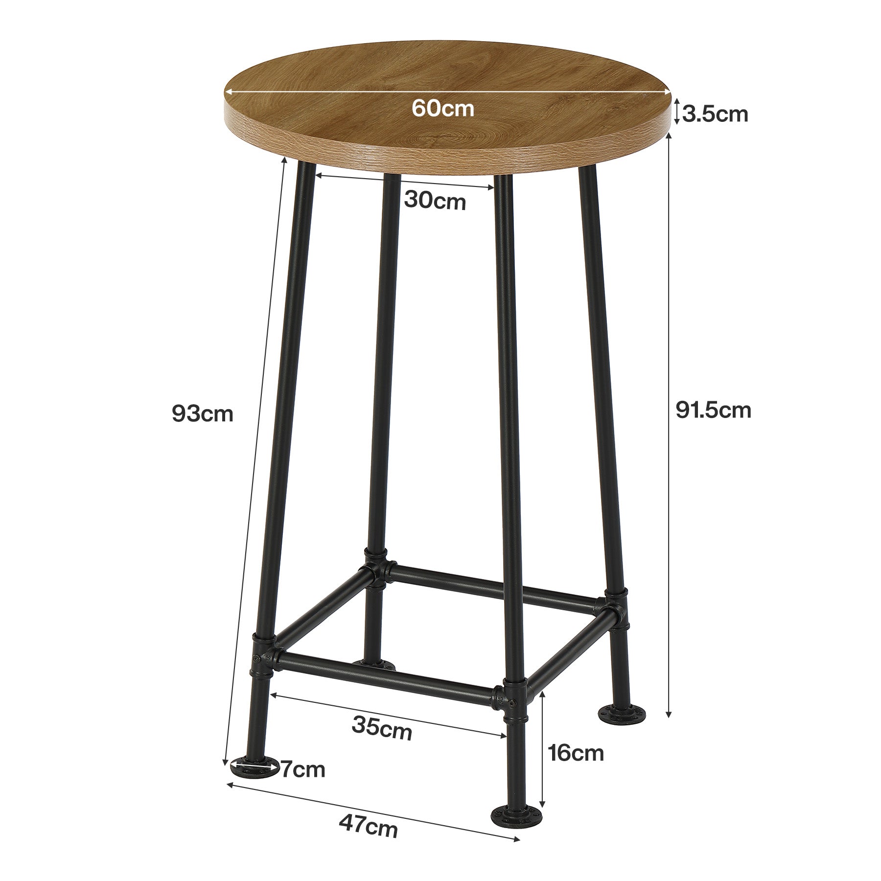Tribesigns Bartisch Rund 95 cm Hoch, Industrial Stehtisch mit Metall-Fußstütze