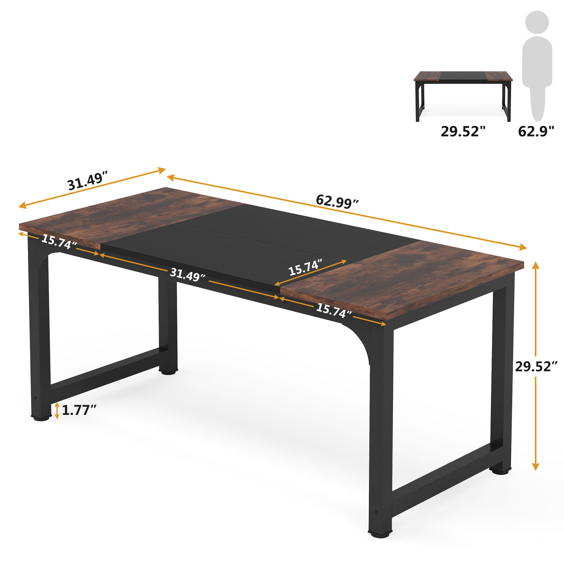 160 cm Einfacher, rechteckiger Konferenztisch/Computertisch