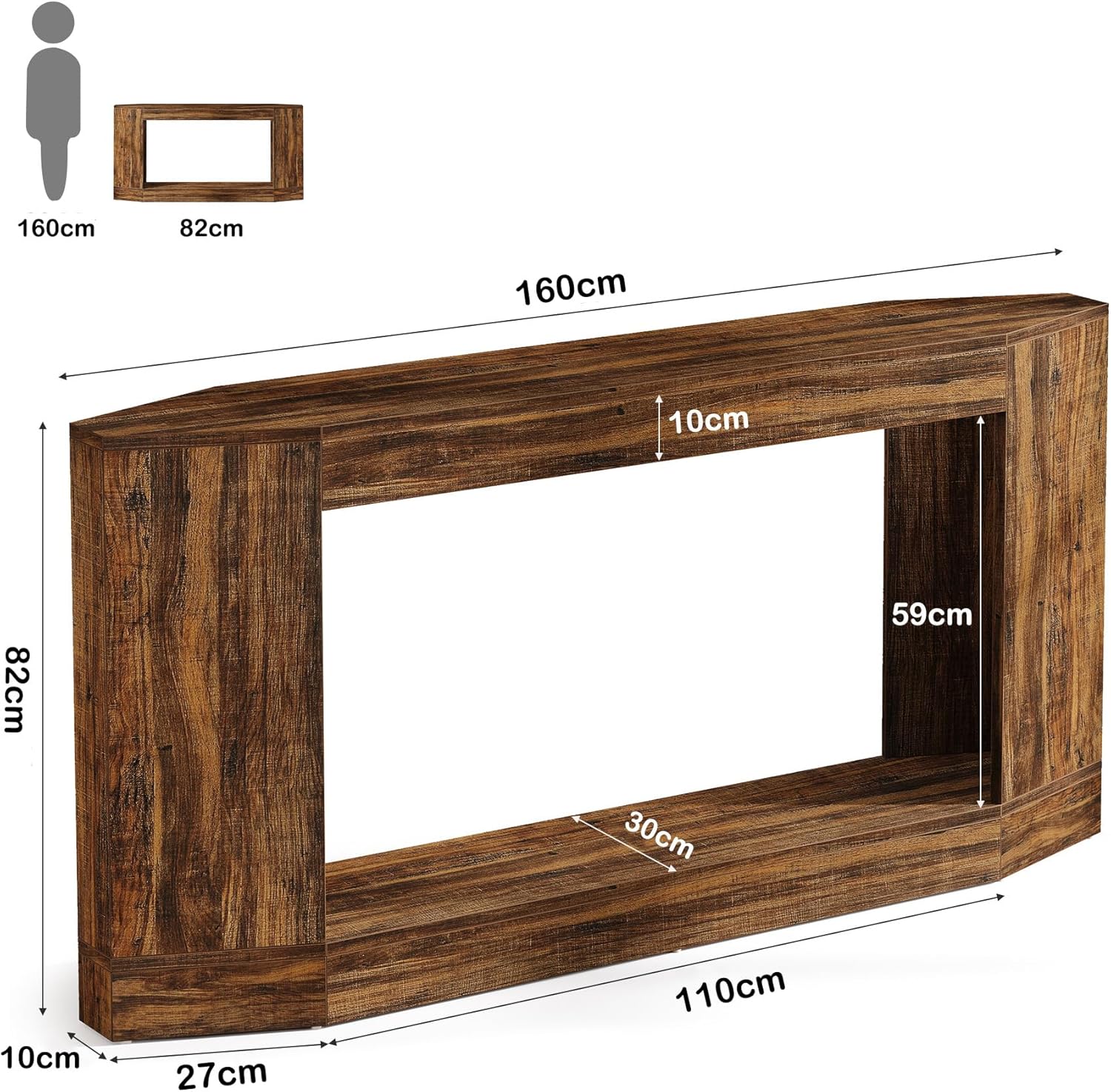 160 cm Konsolentisch - Schmaler Sofatisch mit Stauraum für Flur & Wohnzimmer