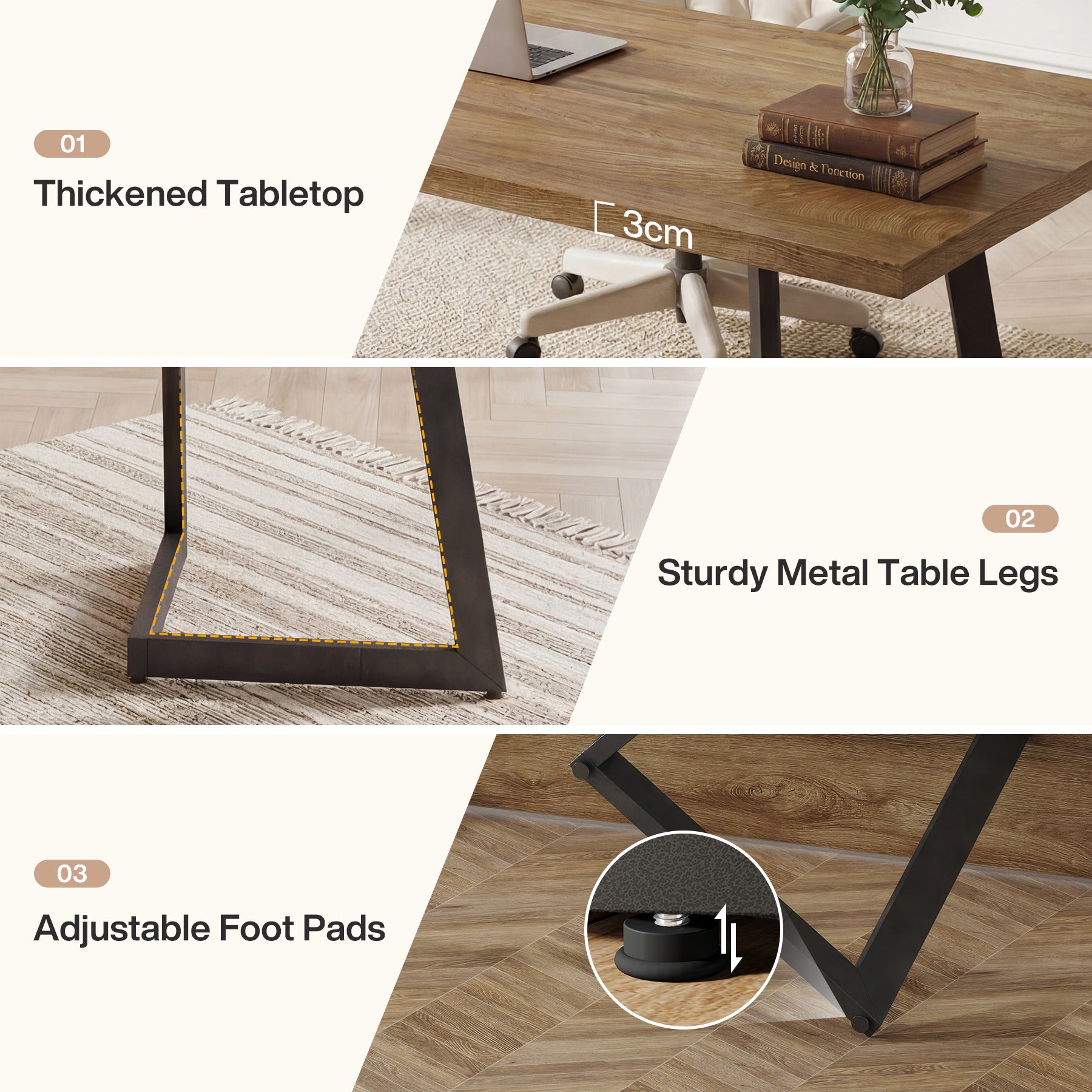 Tribesigns Schreibtisch 158 cm, Industrial Computertisch mit V-förmigem Metallgestell