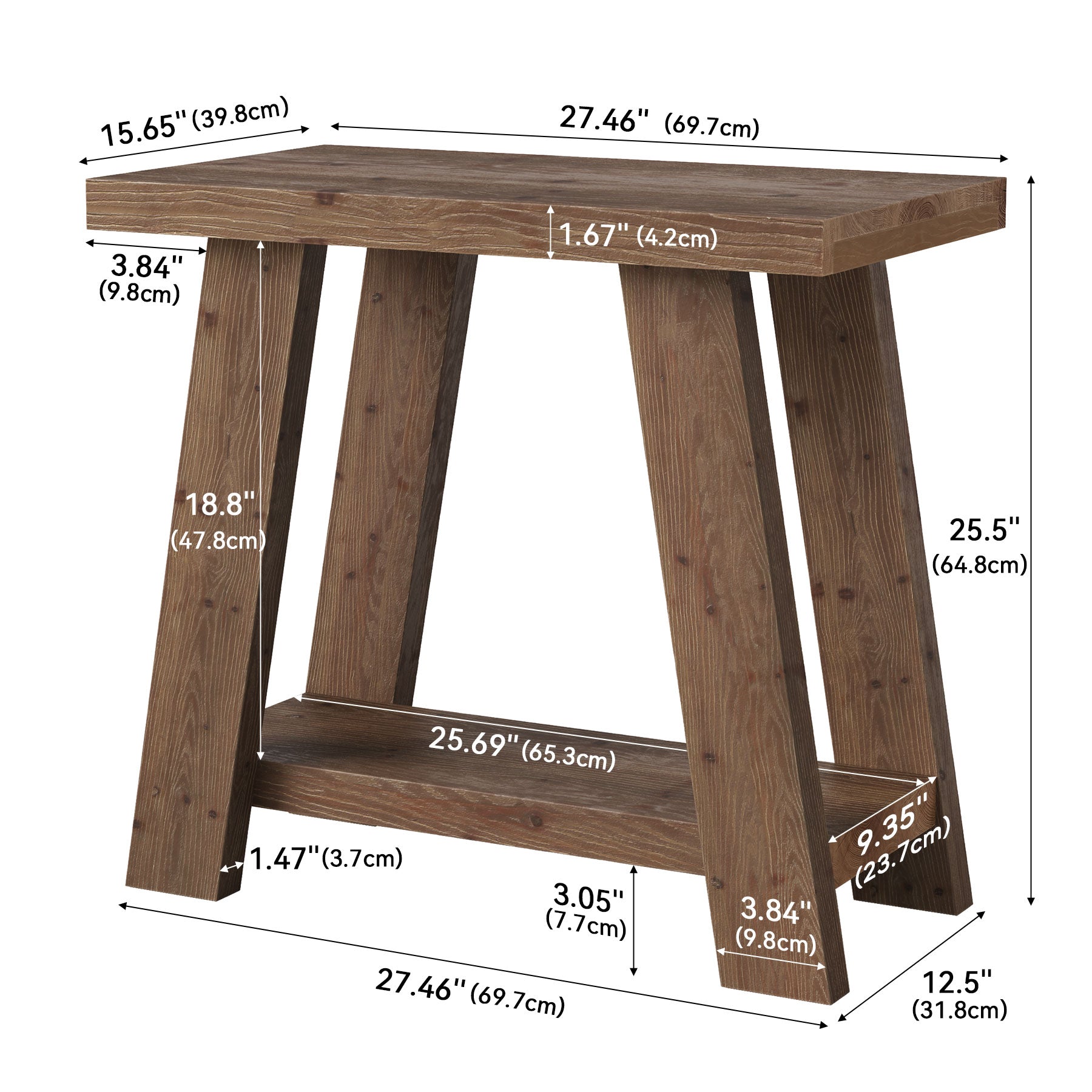 Tribesigns Massivholz Beistelltisch klein, 2-stöckiger Nachttisch Holz, moderner Schlafzimmer Tisch mit Ablage