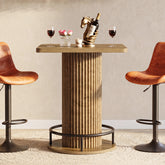 Tribesigns Bartisch 70 × 70 cm, Quadratischer Stehtisch mit Metall-Fußstütze im Vintage-Landhausstil 3