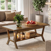 Tribesigns Couchtisch 120 cm mit Ablage, Rechteckiger Wohnzimmertisch mit Stauraum im Landhausstil 3