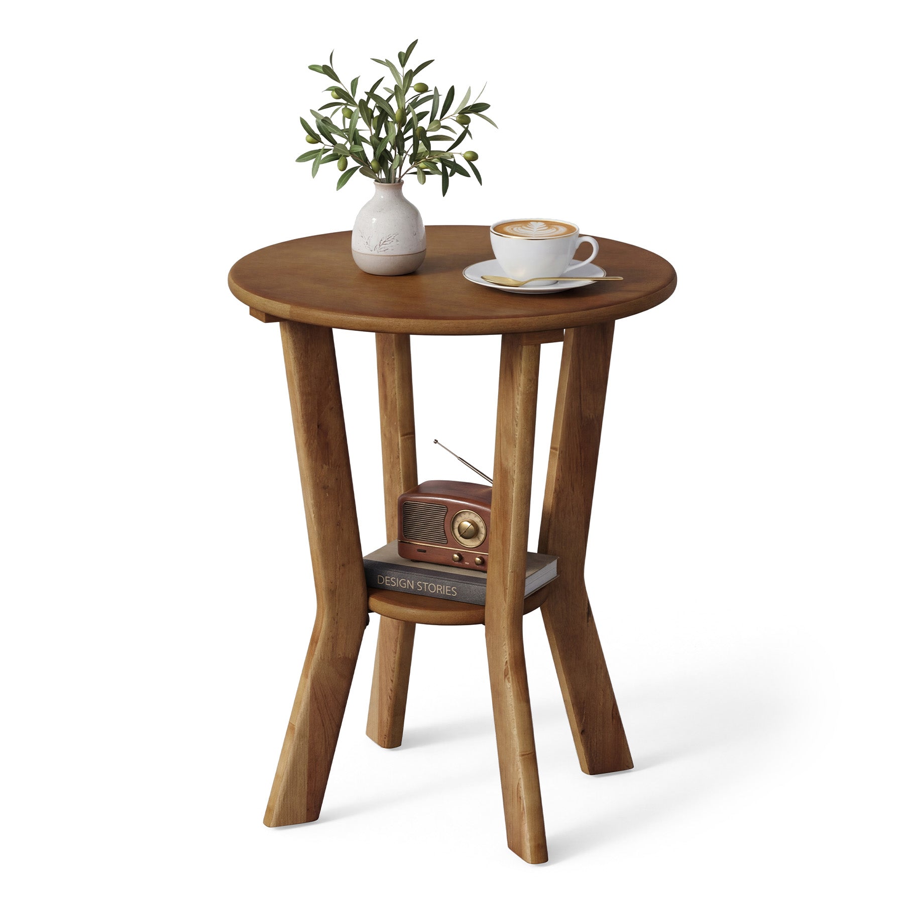 Tribesigns Runder Beistelltisch 48 cm mit Ablage,  2-stufiger Nachttisch für Wohnzimmer, Schlafzimmer & Sofa