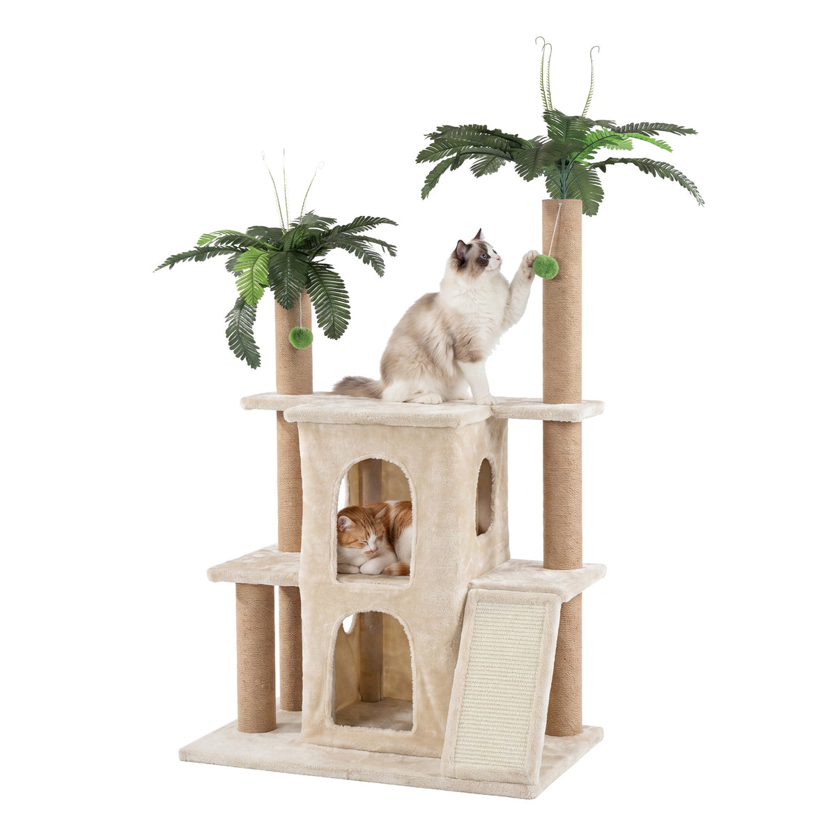Tribesigns Kratzbaum 155 cm für 2 Katzen, großer Katzenbaum mit 7 Sisal-Kratzsäulen