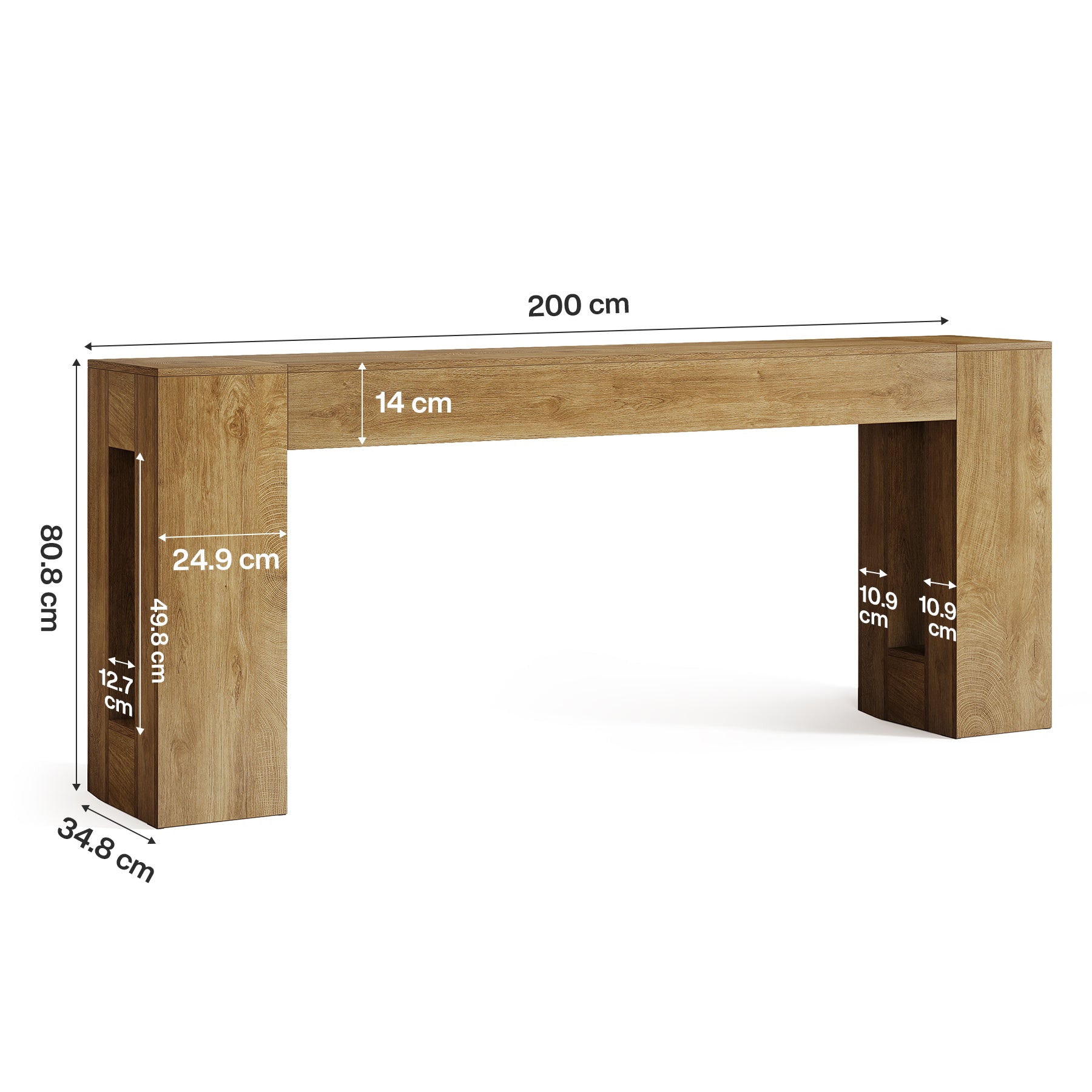 Tribesigns Konsolentisch 200 cm extra lang, schmaler Sofatisch hinter dem Sofa