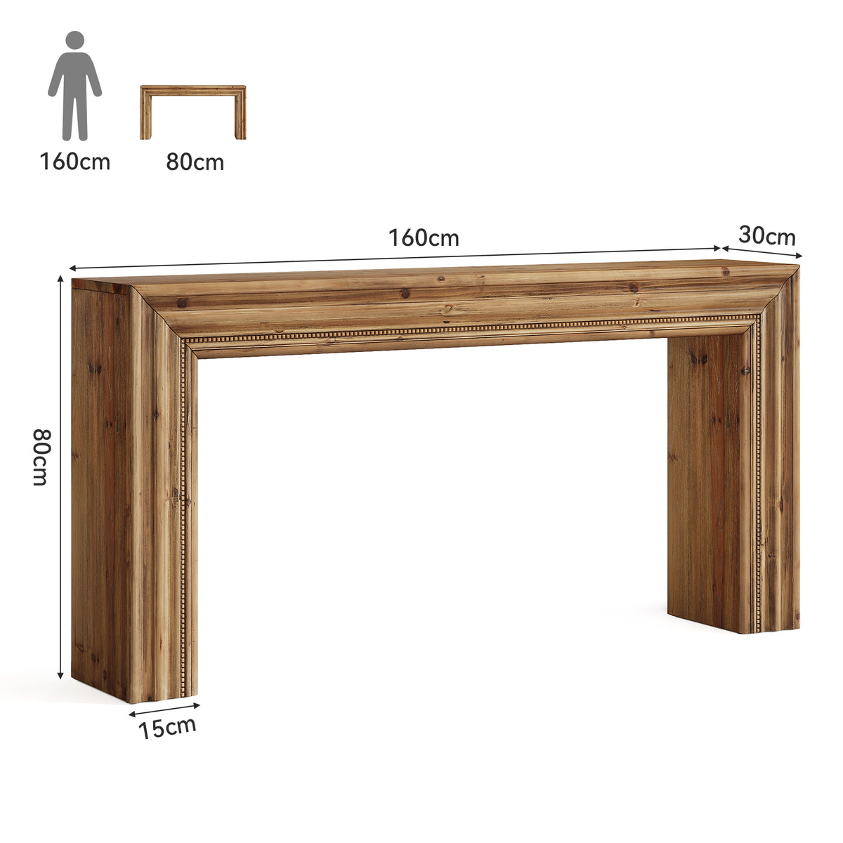Tribesigns Massivholz Konsolentisch 160 cm aus Tannenholz, rustikaler Flurtisch