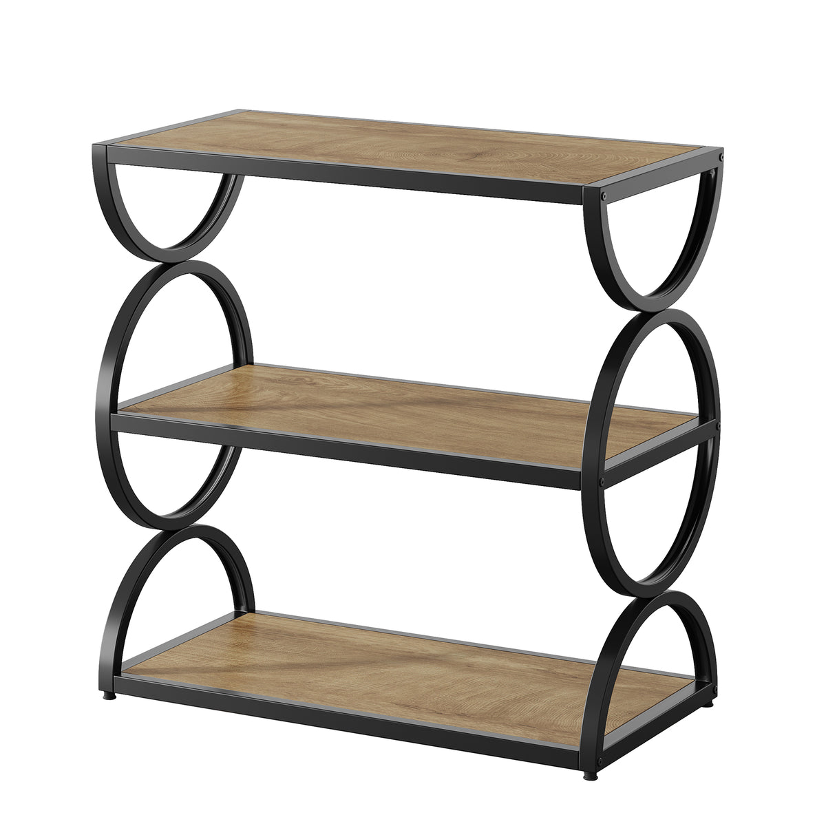 Tribesigns Beistelltisch mit 3 Ebenen, schmaler Ablagetisch aus Holz und Metall im Industrial-Stil