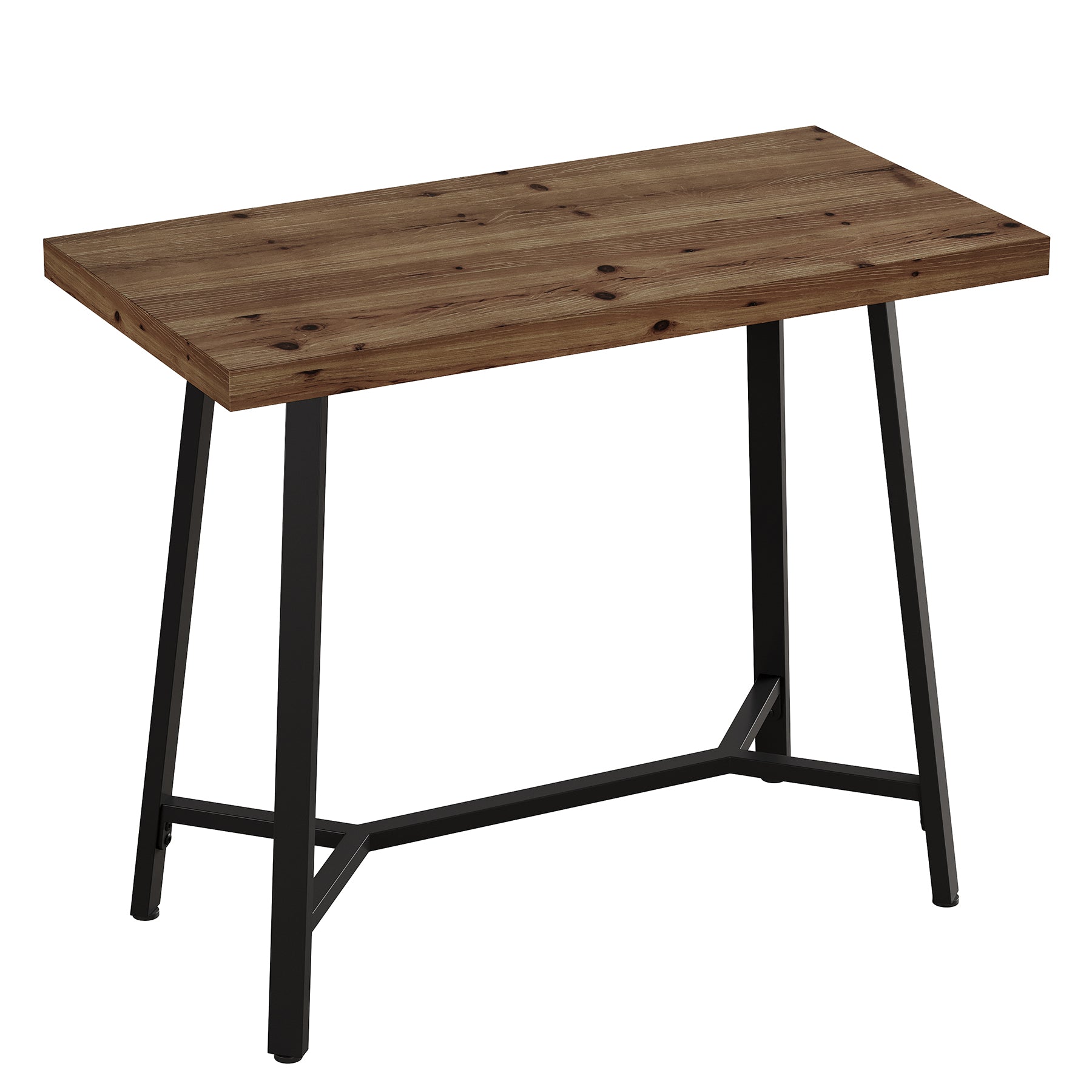 Tribesigns Massivholz Bartisch 105 cm für 2 Personen, Hochtisch mit Metallgestell & Fußstütze