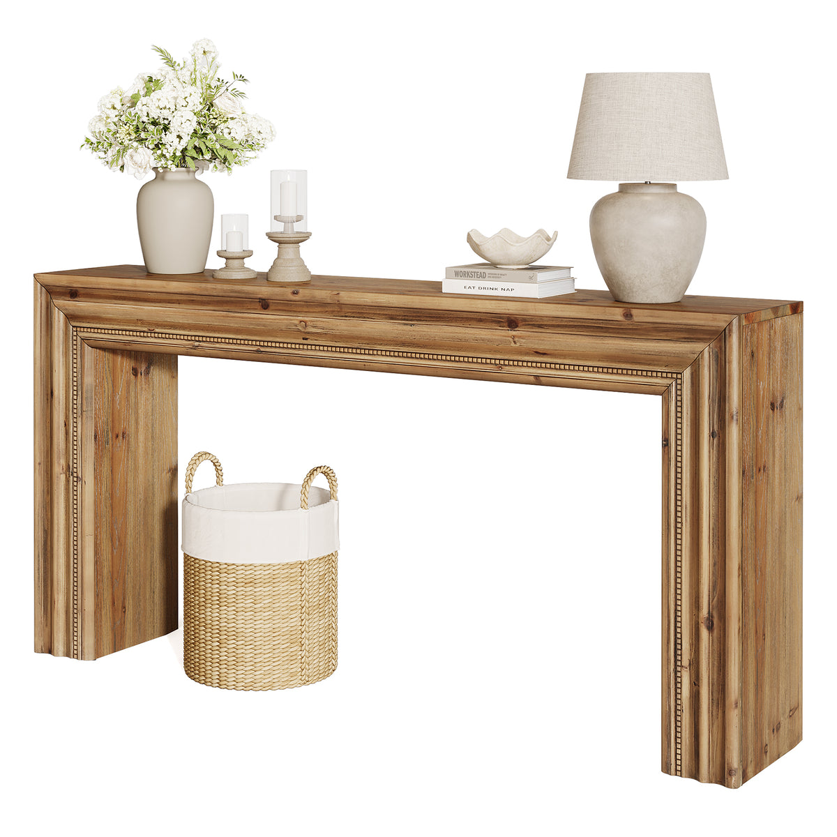 Tribesigns Massivholz Konsolentisch 160 cm aus Tannenholz, rustikaler Flurtisch