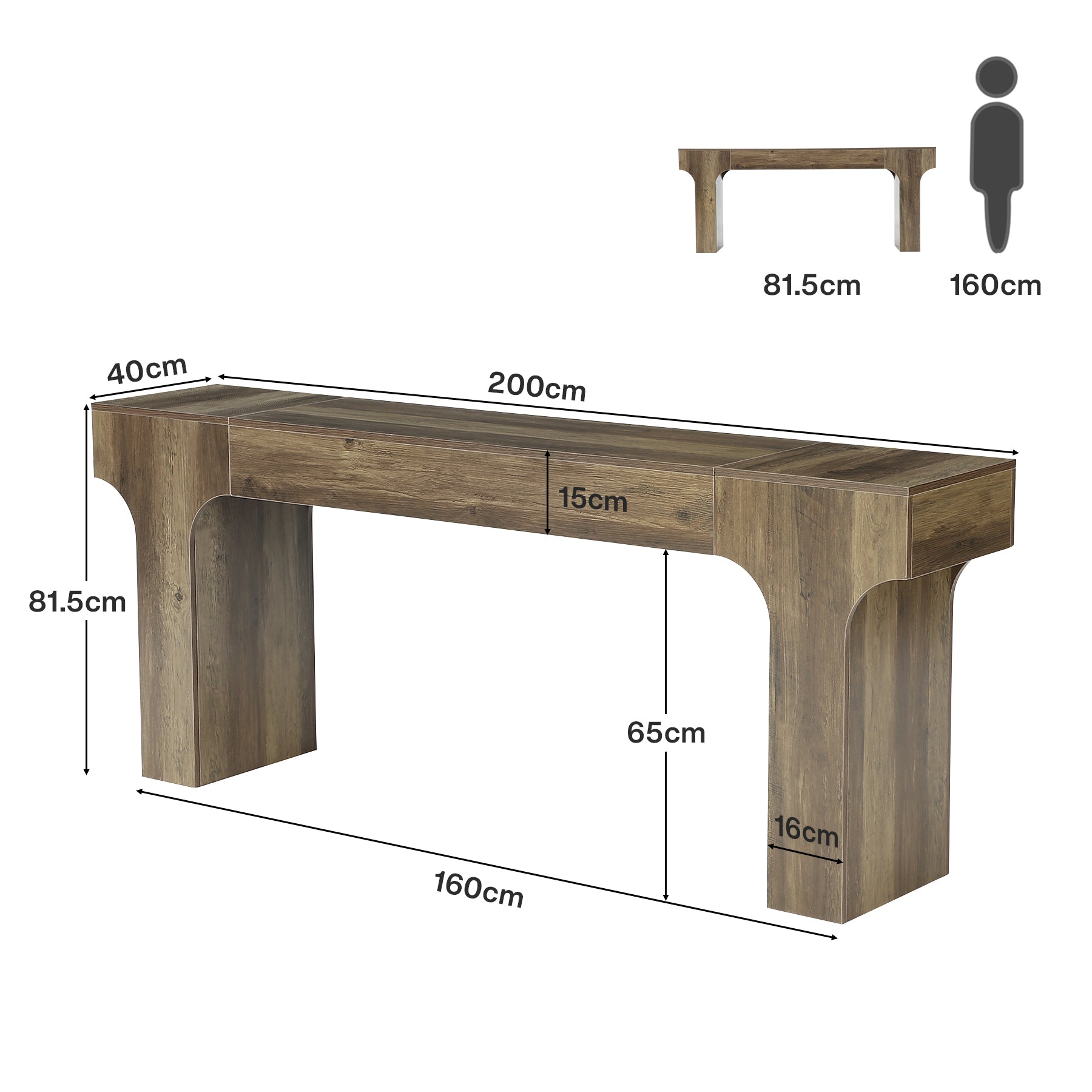 Tribesigns Konsolentisch 200 cm, Extra langer Flurtisch mit Bogenbeinen für Eingangsbereich