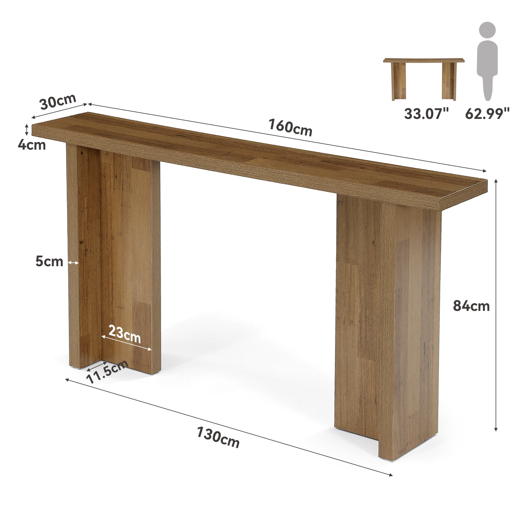 Tribesigns Konsolentisch 160 cm, schmaler Sofatisch in moderner Holzoptik