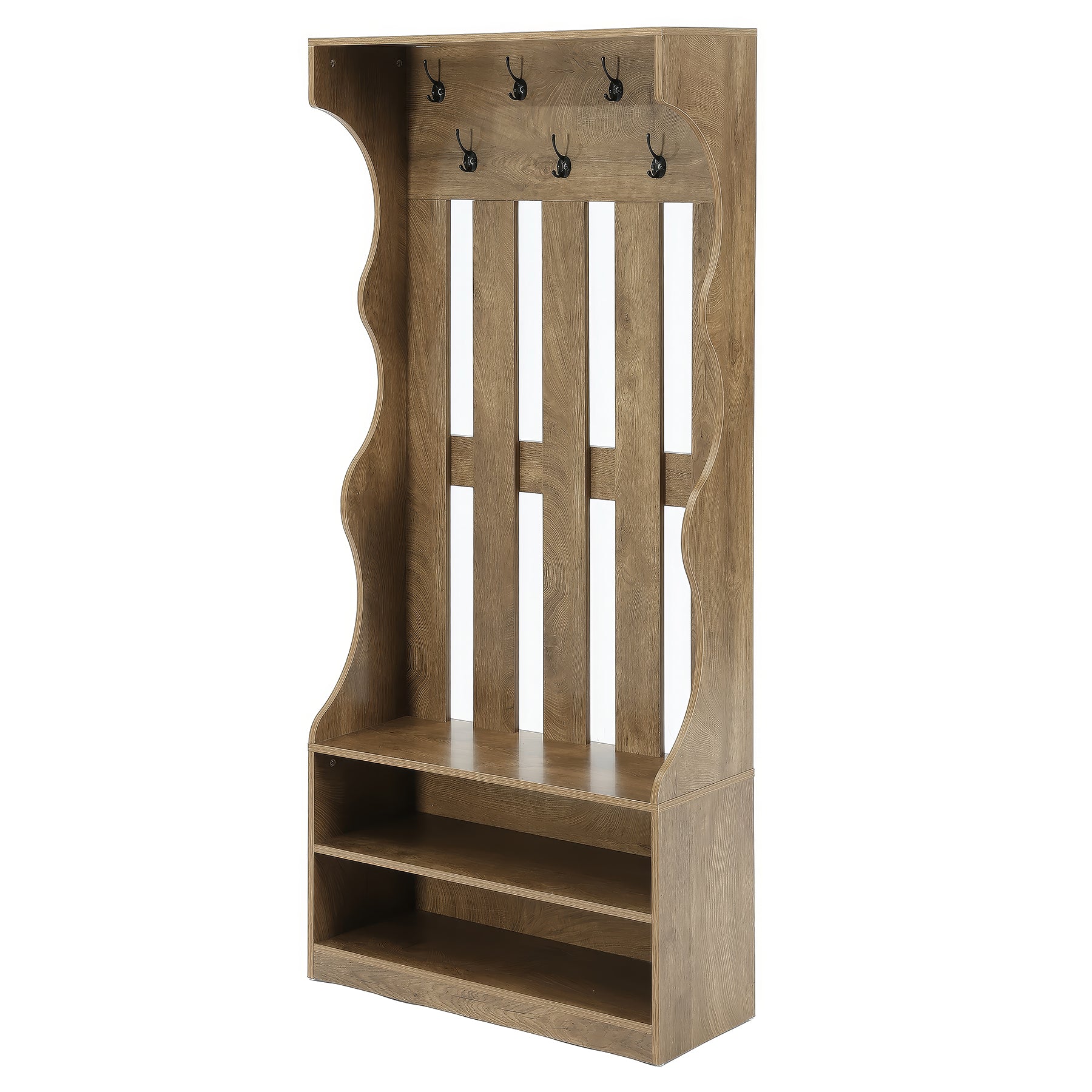 Tribesigns Garderobe mit Schuhbank 180 cm, Flurgarderobe mit 7 Haken & 2 Schuhablagen für Eingangsbereich