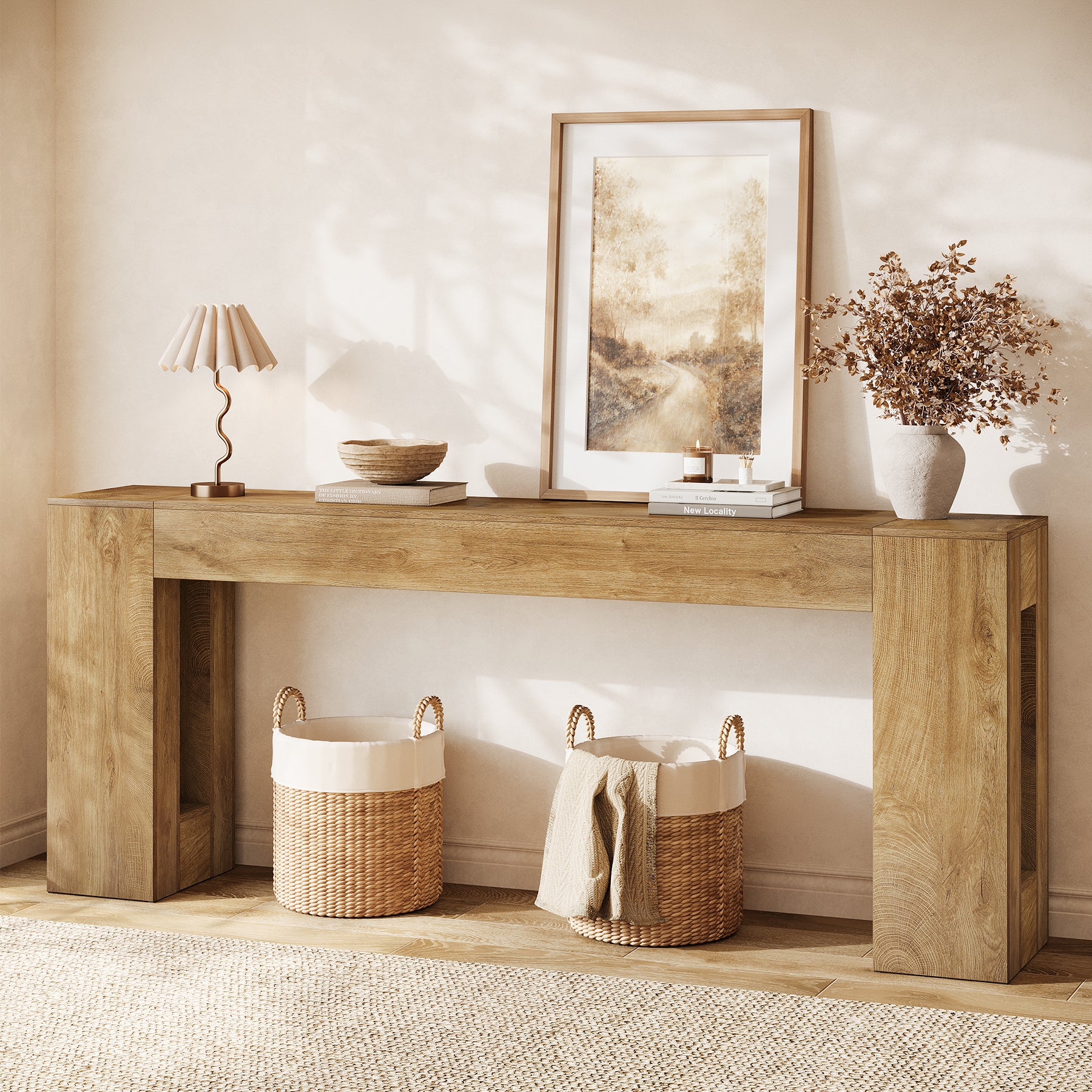 Tribesigns Konsolentisch 200 cm extra lang, schmaler Sofatisch hinter dem Sofa