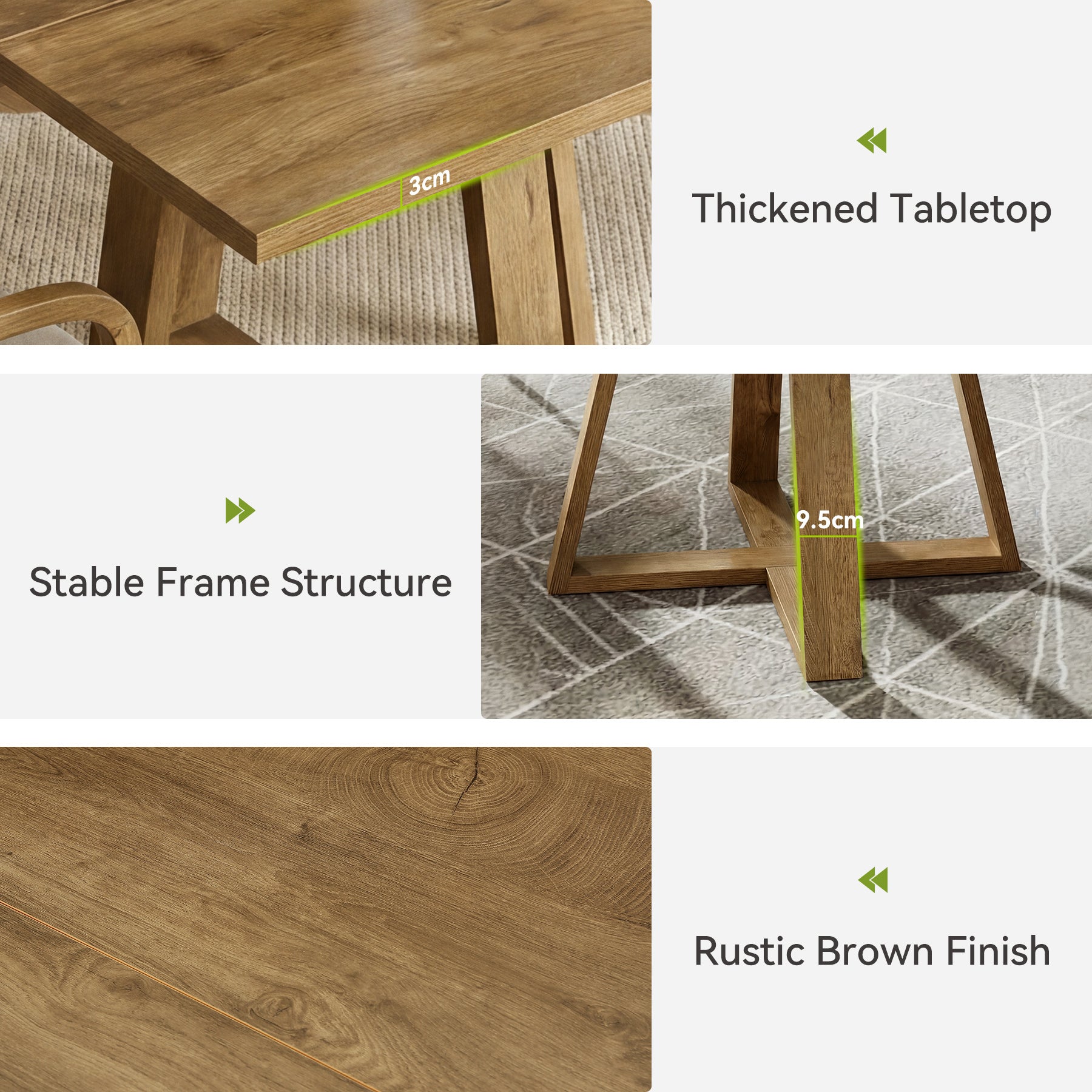 Esstisch 80×80 cm für 2–4 Personen, Quadratischer Küchentisch im Landhausstil