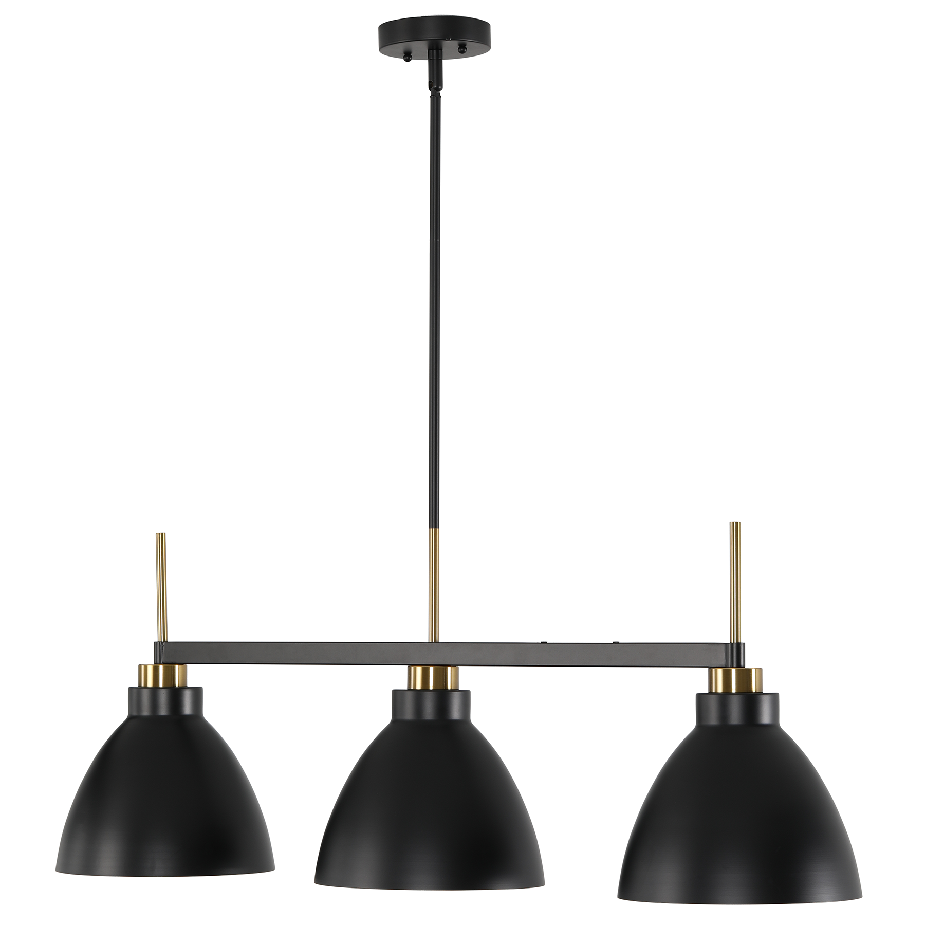 Tribesigns 3-flammige Pendelleuchte Schwarz-Gold, Höhenverstellbare Industrie-Hängeleuchte, E27 Metalllampe