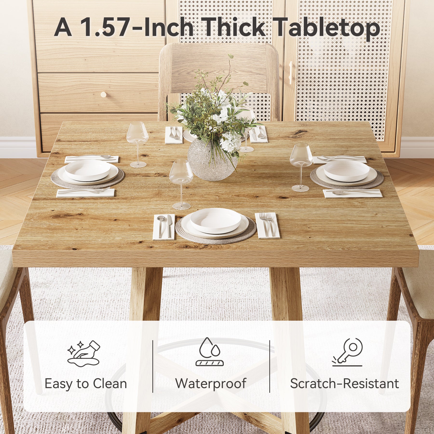 Tribesigns Quadratischer Esstisch 80×80 cm, Moderner Küchentisch für 2–4 Personen, stabiler Dining Table