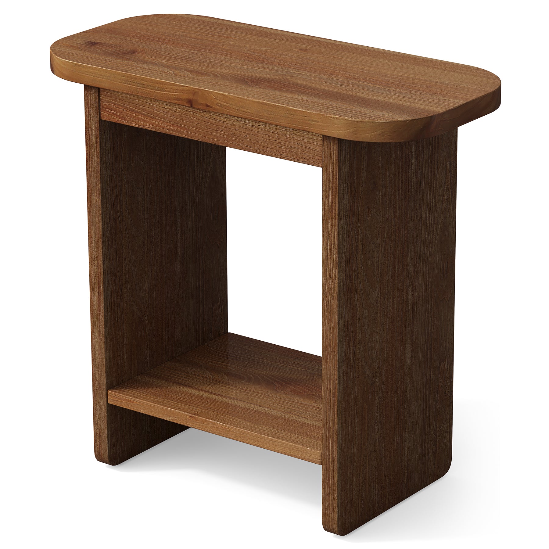 Tribesigns 60 cm schmaler Beistelltisch aus Massivholz, H-förmiger 2-Ebenen Nachttisch mit Ablageboden