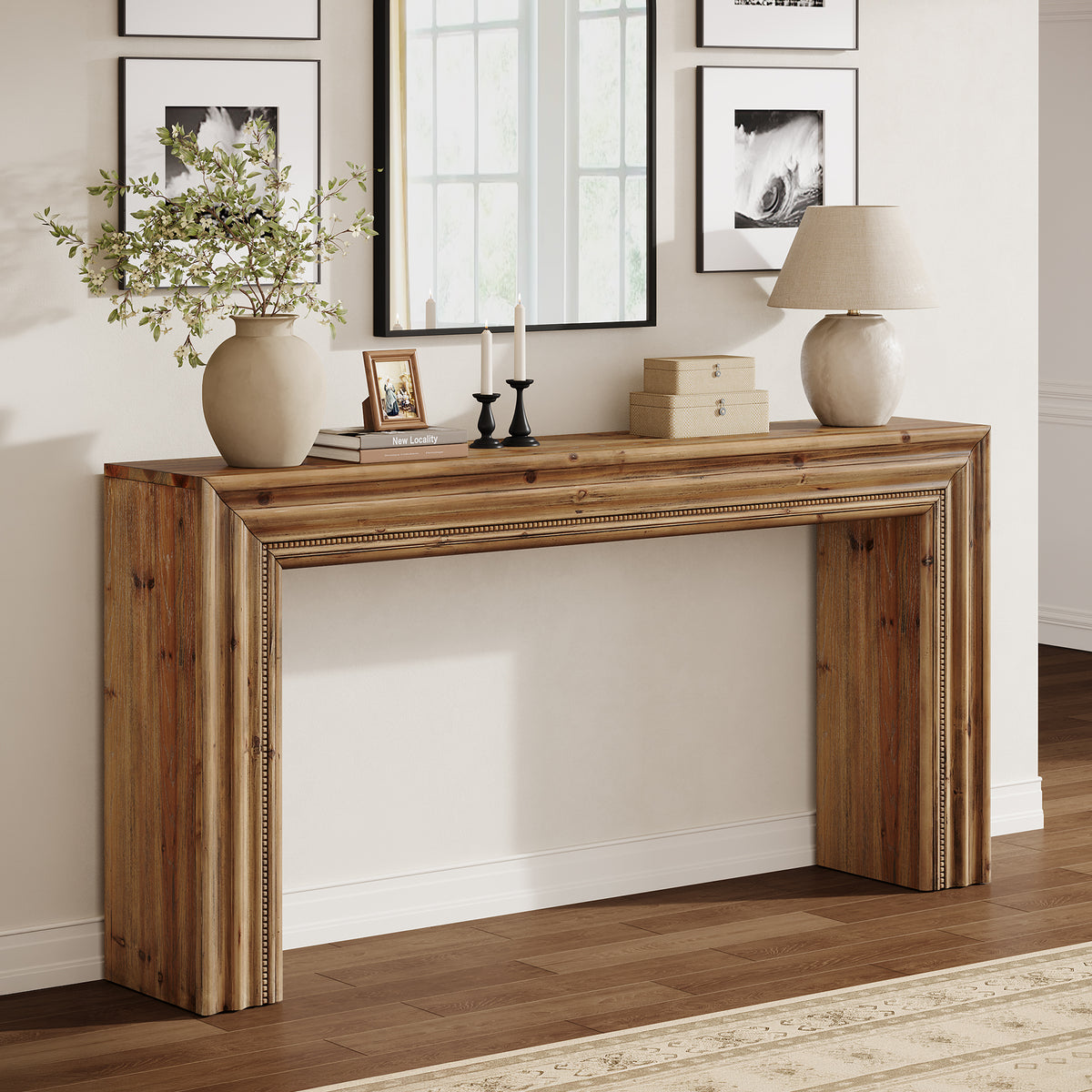 Tribesigns Massivholz Konsolentisch 160 cm aus Tannenholz, rustikaler Flurtisch