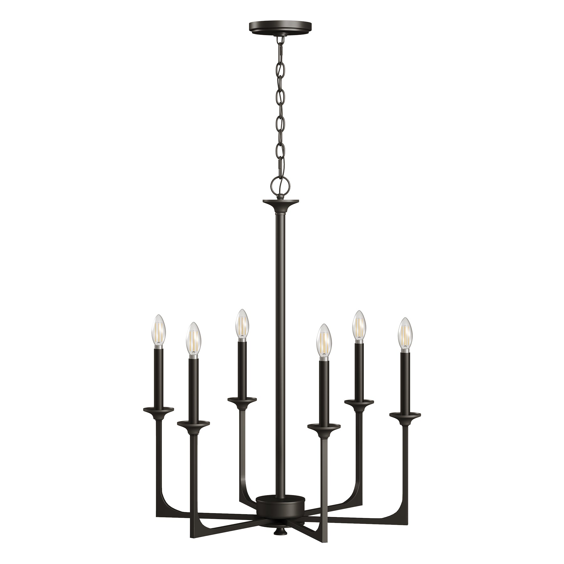 Tribesigns 72 cm Wagenrad Kronleuchter im Landhaus-Industrie Design, runde Pendelleuchte aus Metall mit 6 Flammen, schwarz