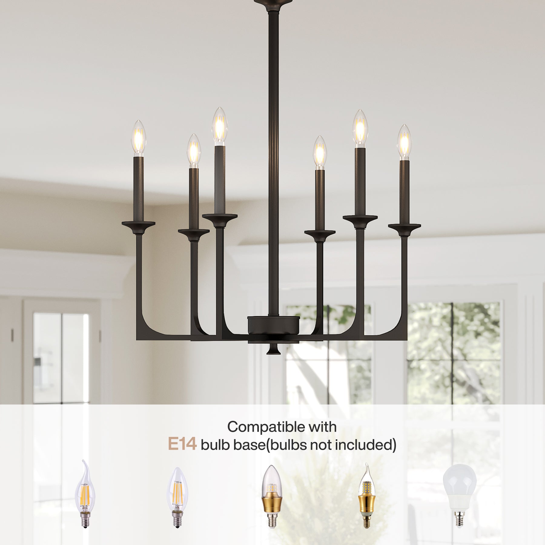 Tribesigns 72 cm Wagenrad Kronleuchter im Landhaus-Industrie Design, runde Pendelleuchte aus Metall mit 6 Flammen, schwarz