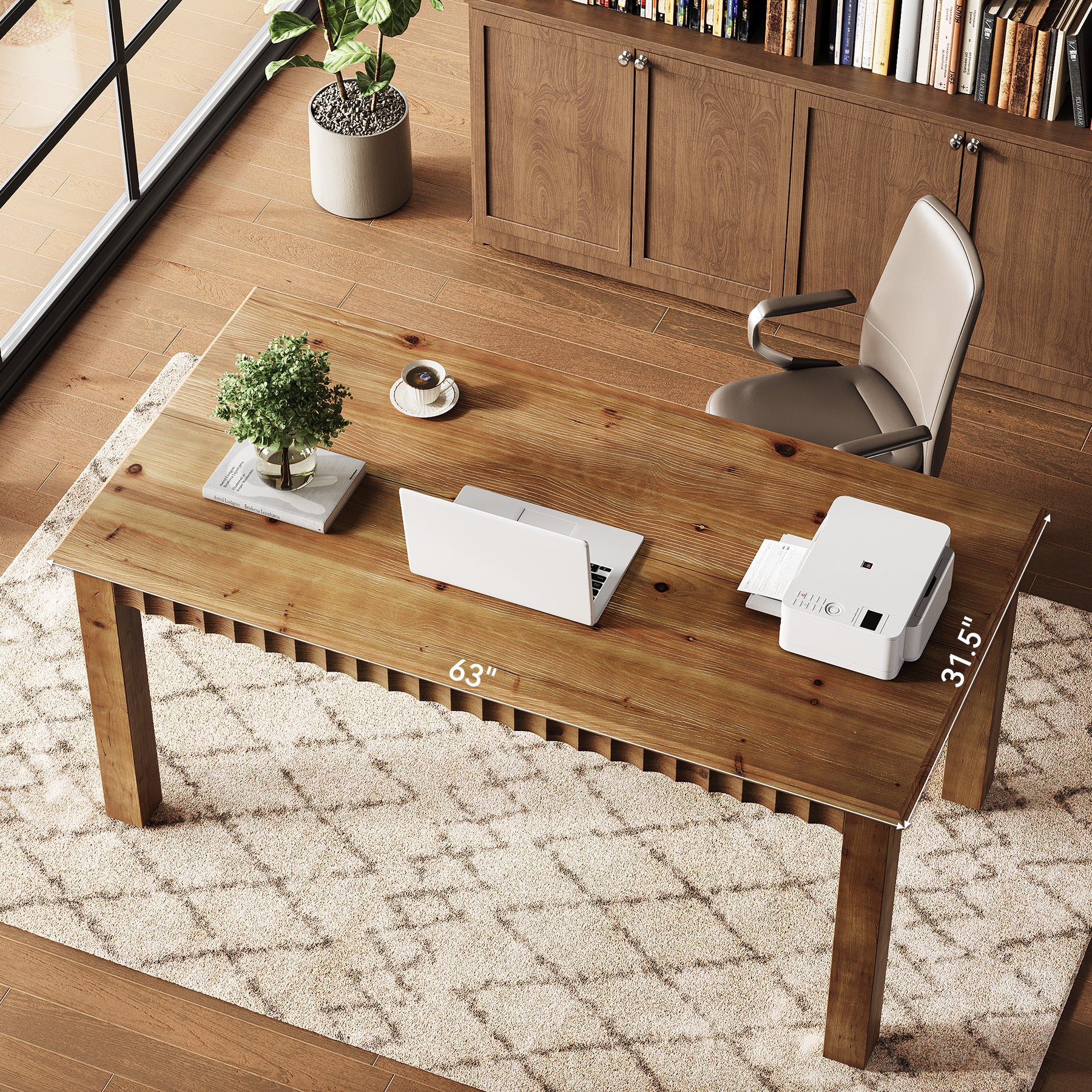 Tribesigns Massivholz Schreibtisch 160 cm, Großer Computertisch mit stabilen Holzbeinen, Home Office Tisch