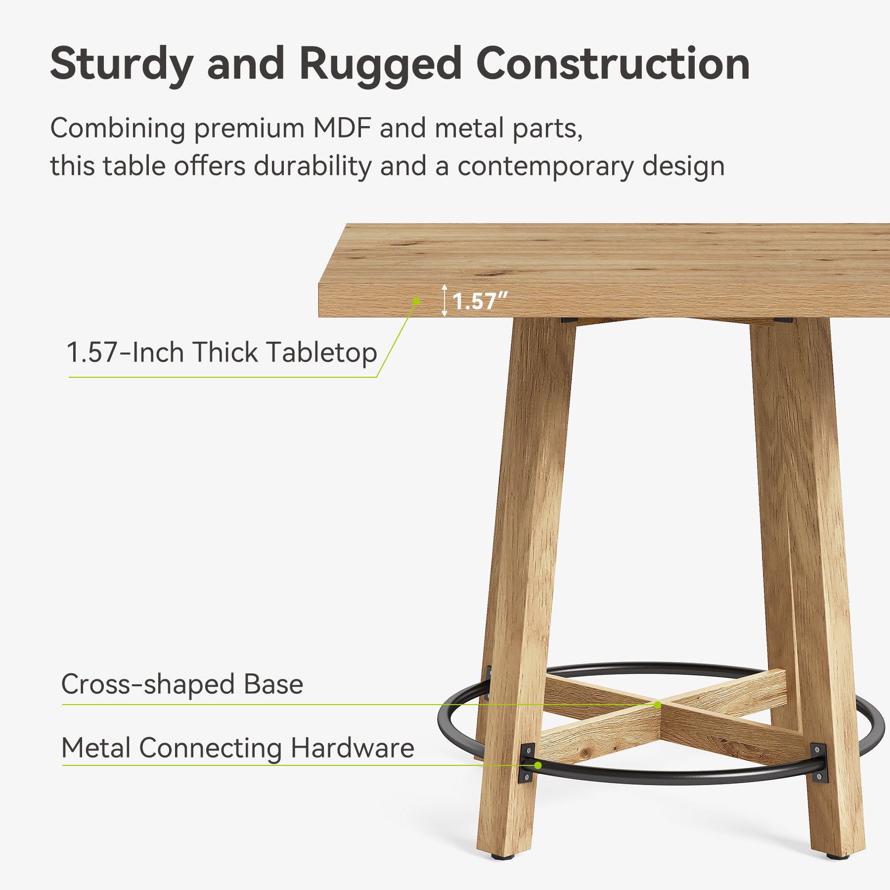 Tribesigns Quadratischer Esstisch 80×80 cm, Moderner Küchentisch für 2–4 Personen, stabiler Dining Table