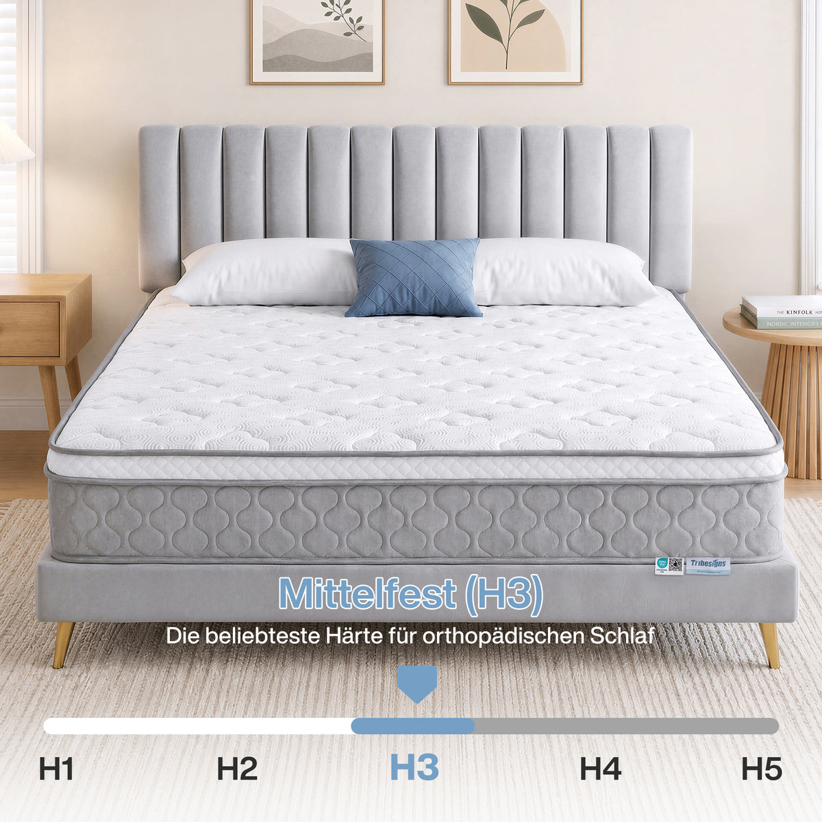 Tribesigns 9-Zonen Taschenfederkernmatratze mit Memoryschaum und Lyocell-Bezug