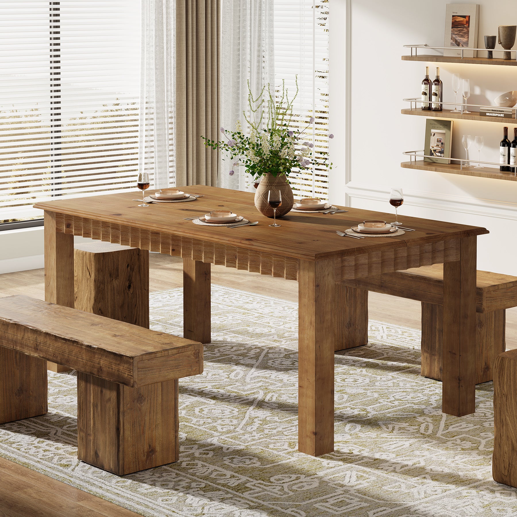 Tribesigns Massivholz Esstisch 160 cm, Küchentisch für 4–6 Personen im Landhausstil