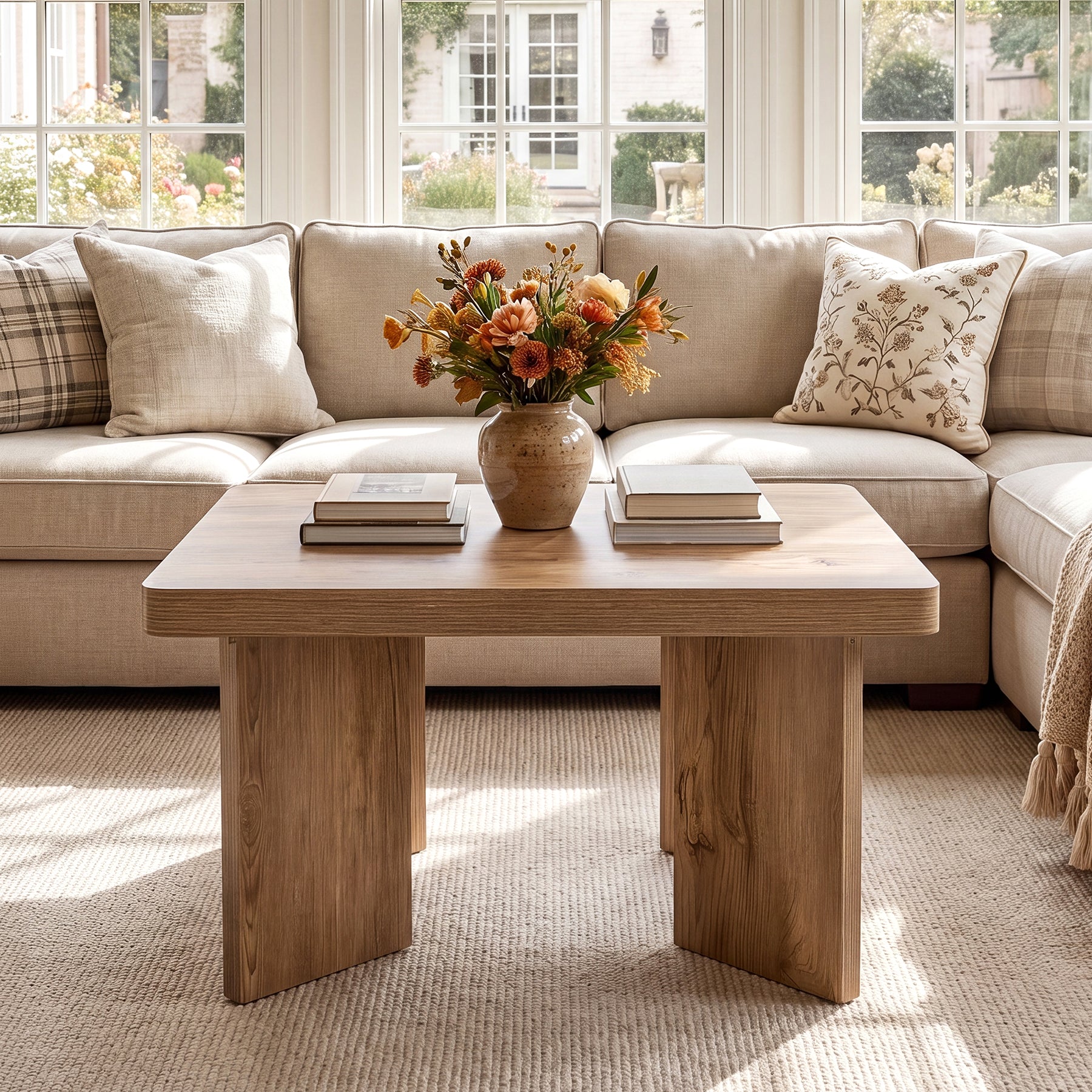 Tribesigns Quadratischer Couchtisch 80 cm, Kleiner Wohnzimmertisch im Landhausstil mit starker Tischplatte
