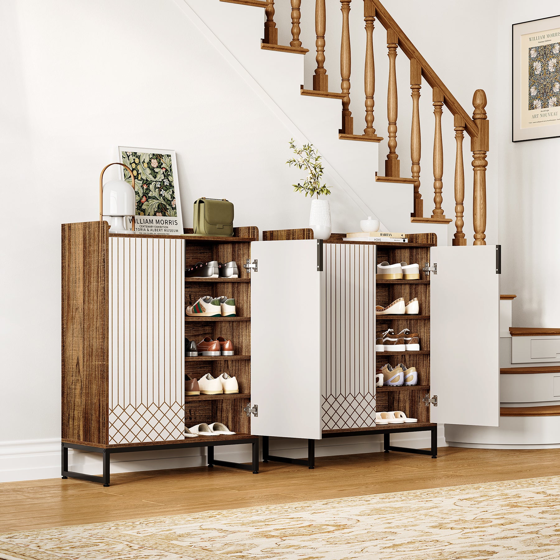 Moderner Schuhschrank mit Türen, 5-stöckiger moderner Schuhregal-Organizer