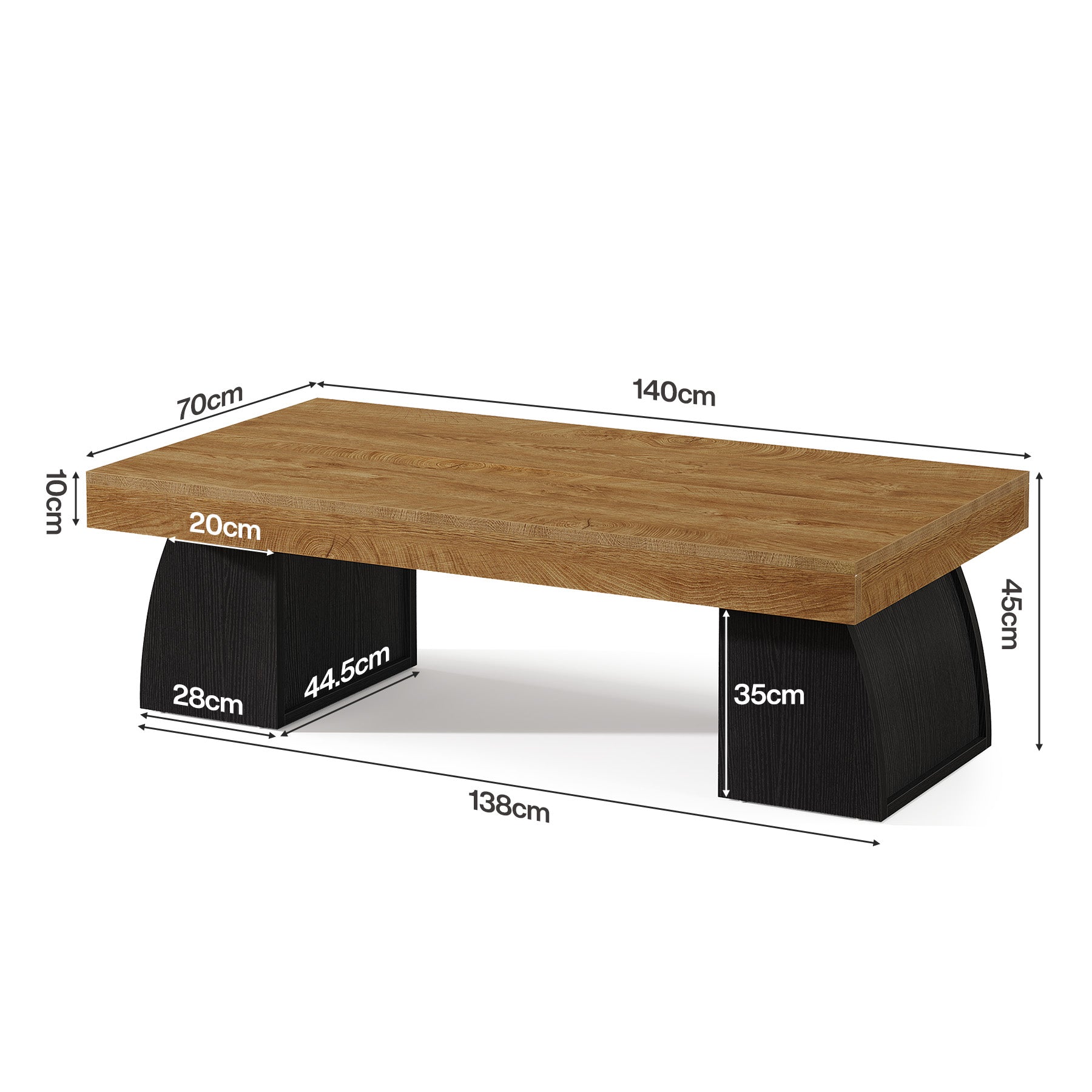 Tribesigns Couchtisch 140 cm, Wohnzimmertisch mit schwarzem Metallgestell im Industrial-Stil