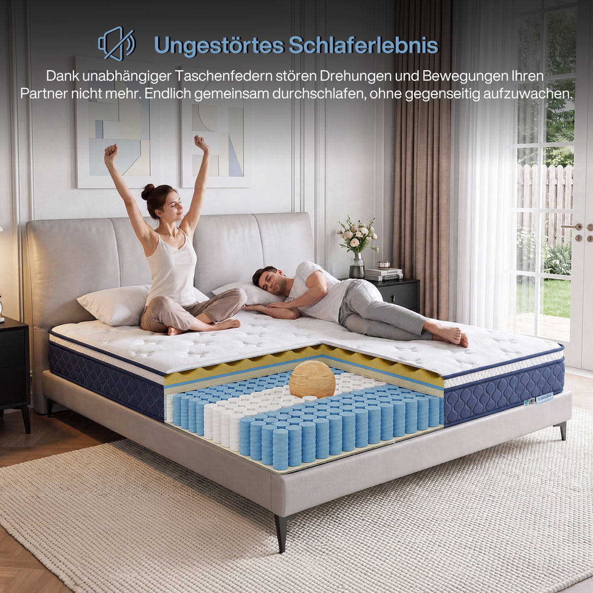 Tribesigns 9-Zonen Taschenfederkernmatratze mit Memoryschaum und Lyocell-Bezug