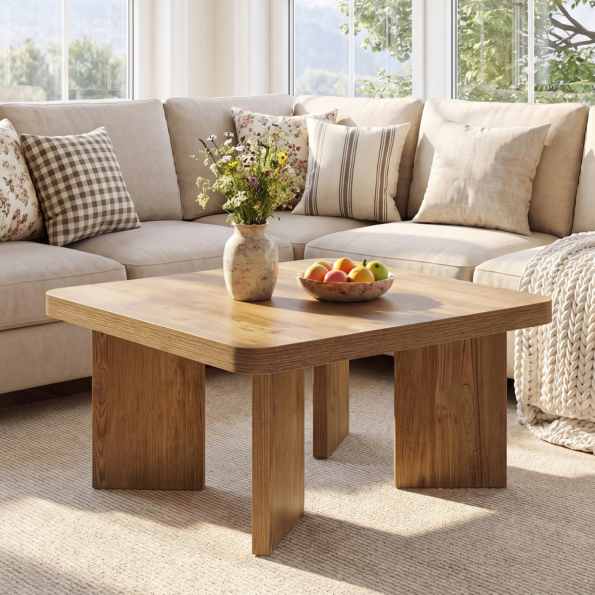 Tribesigns Quadratischer Couchtisch 80 cm, Kleiner Wohnzimmertisch im