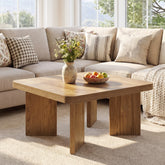 Tribesigns Quadratischer Couchtisch 80 cm, Kleiner Wohnzimmertisch im Landhausstil mit starker Tischplatte 3