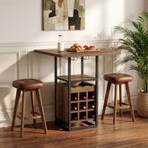 Tribesigns Bartisch 95 cm mit Stauraum, schmaler Bistrotisch mit Ablagen mit Weinregal & Glashalter 3