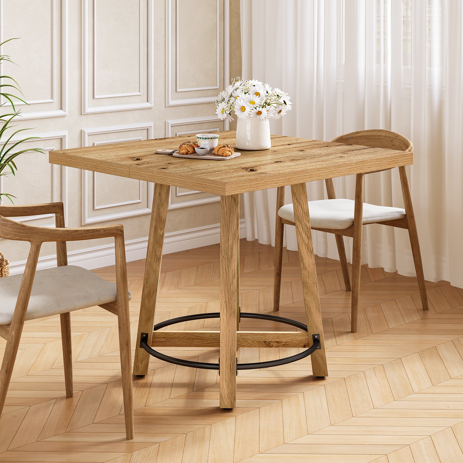 Quadratischer Esstisch 80×80 cm, Moderner Küchentisch für 2–4 Personen, stabiler Dining Table